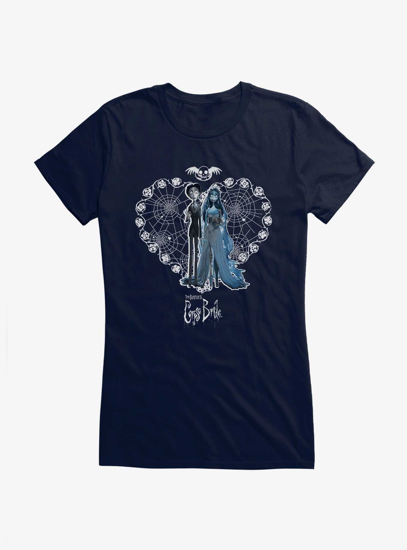 Corpse Bride Spiderweb Heart Portrait Girls T-Shirt, , hi-res