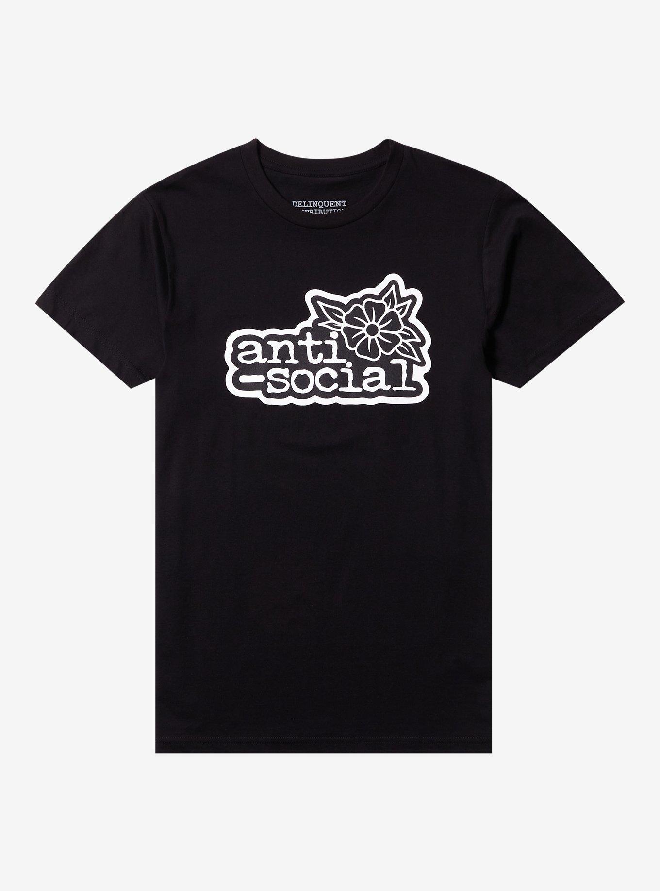 Anti-Social Flower T-Shirt By Delinquent Distribution, BLACK, hi-res