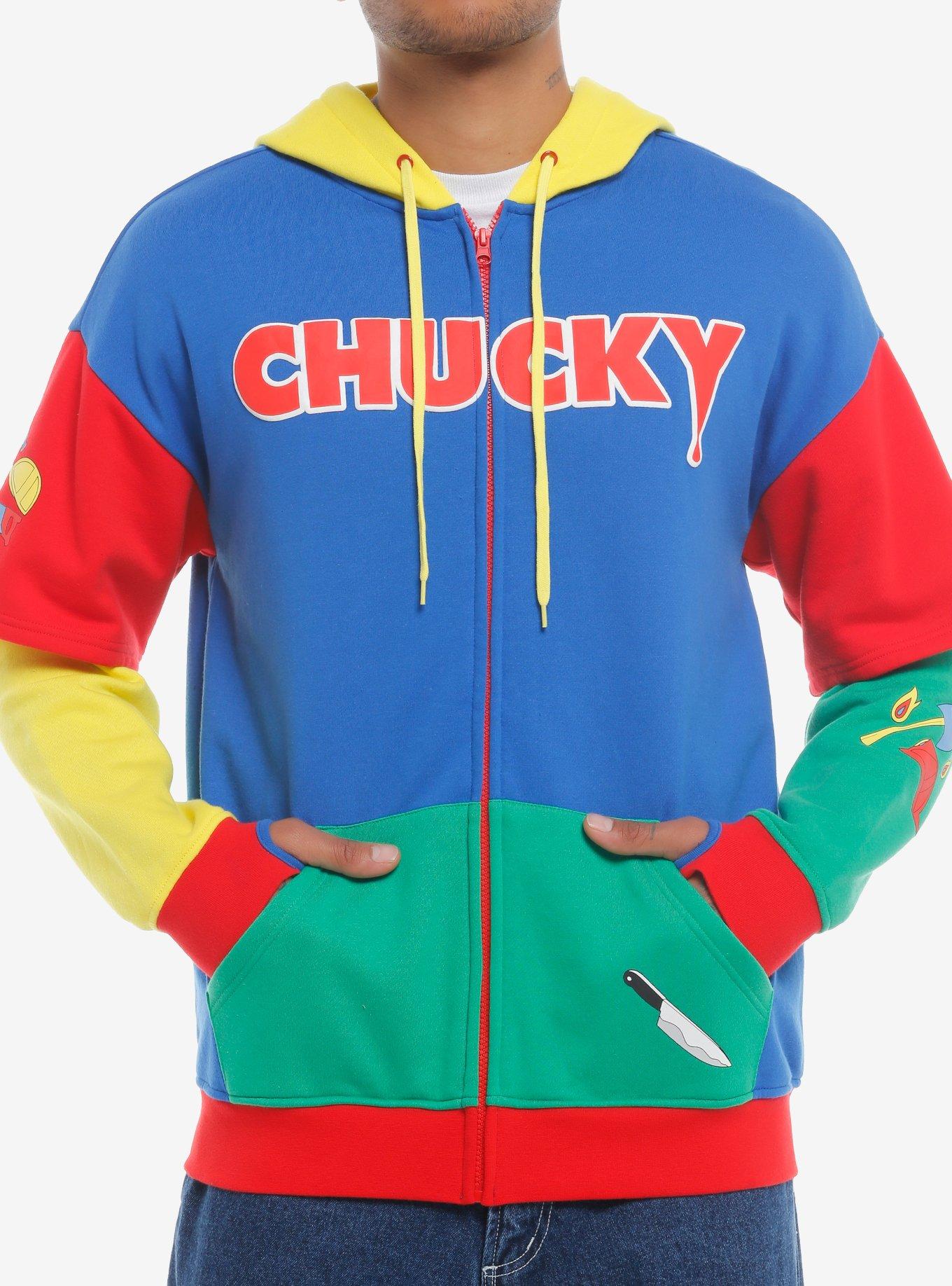 Pull à Capuche Chucky Homme Taille L - Graphique Coloré, Zip, Thème Films