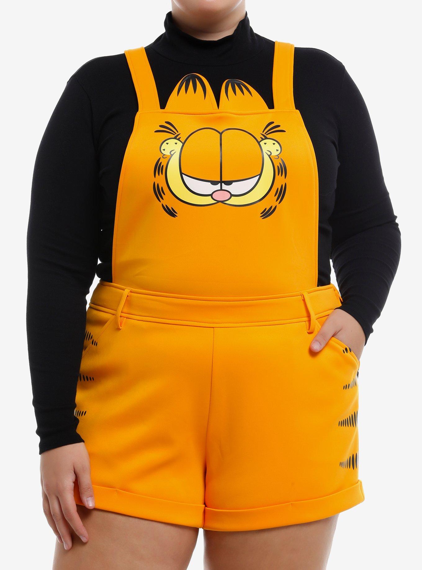 Garfield Face Shortalls Plus Size, ORANGE, hi-res