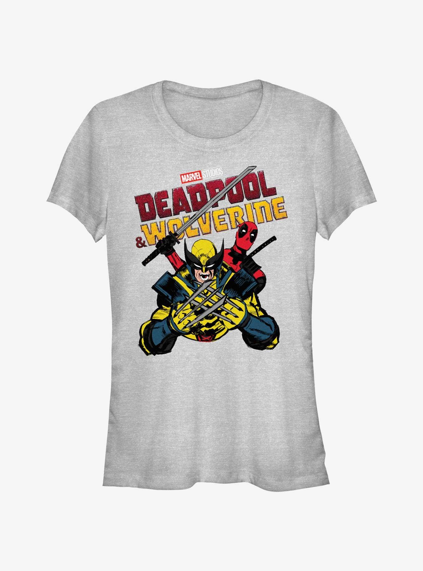 Marvel Deadpool & Wolverine Cross Slash Fight Girls T-Shirt