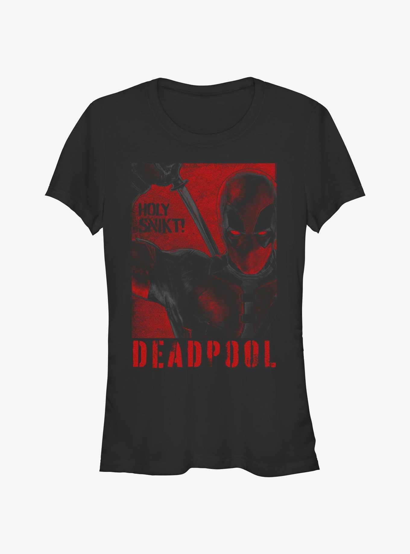 Marvel Deadpool & Wolverine Holy Snikt Deadpool Poster Girls T-Shirt Hot Topic Web Exclusive, BLACK, hi-res