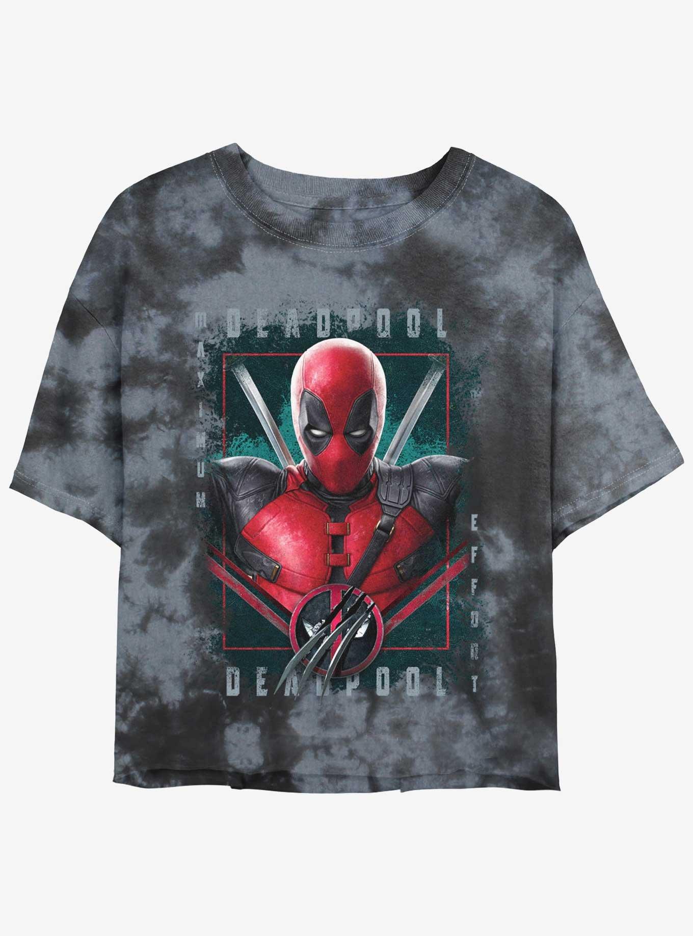 Marvel Deadpool & Wolverine Pool Port Girls Tie-Dye Crop T-Shirt Hot Topic Web Exclusive, , hi-res