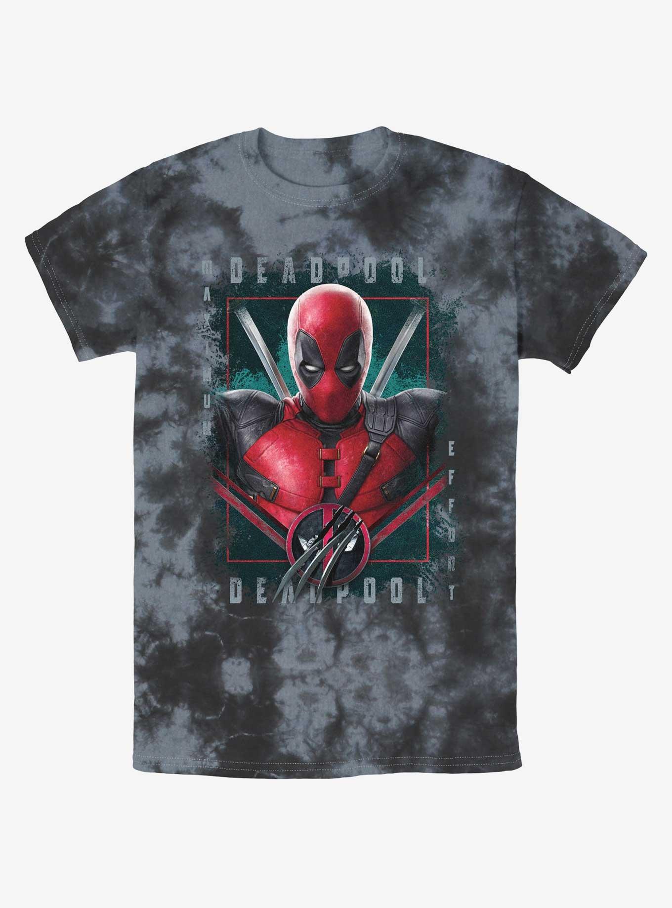 Marvel Deadpool & Wolverine Pool Port Tie-Dye T-Shirt Hot Topic Web Exclusive, BLKCHAR, hi-res