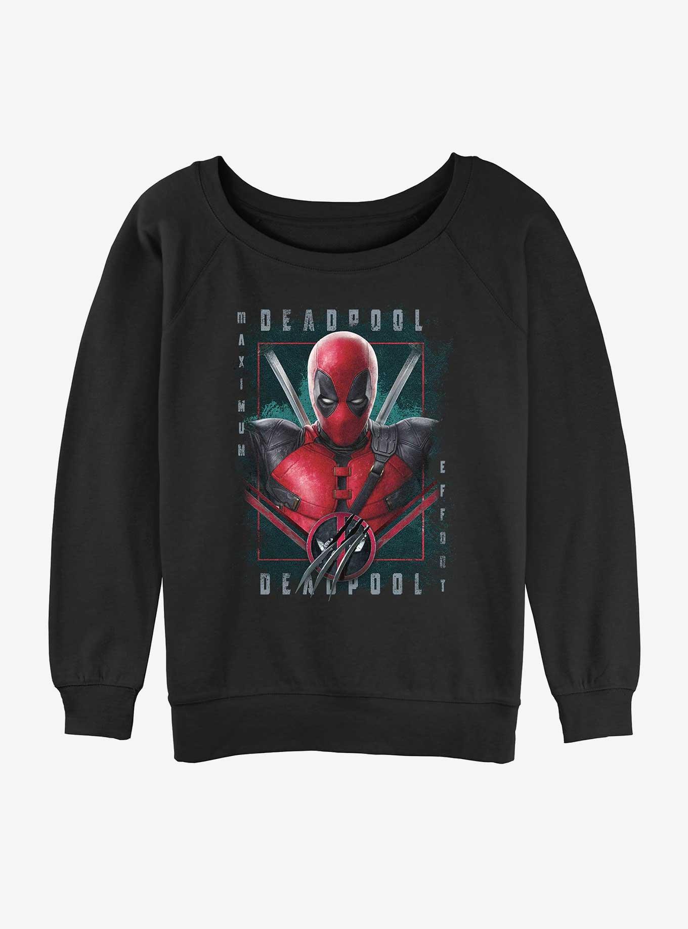 Marvel Deadpool & Wolverine Pool Port Girls Slouchy Sweatshirt Hot Topic Web Exclusive, BLACK, hi-res