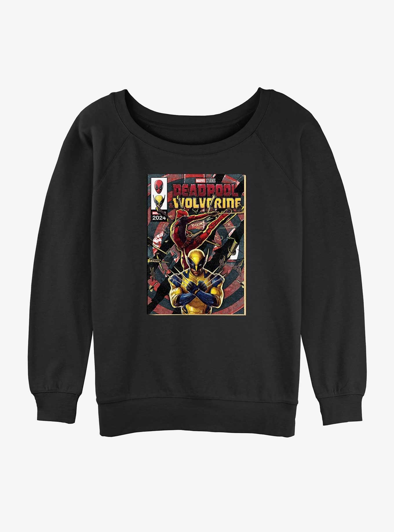 Marvel Deadpool & Wolverine Comic Cover Explosion Girls Slouchy Sweatshirt