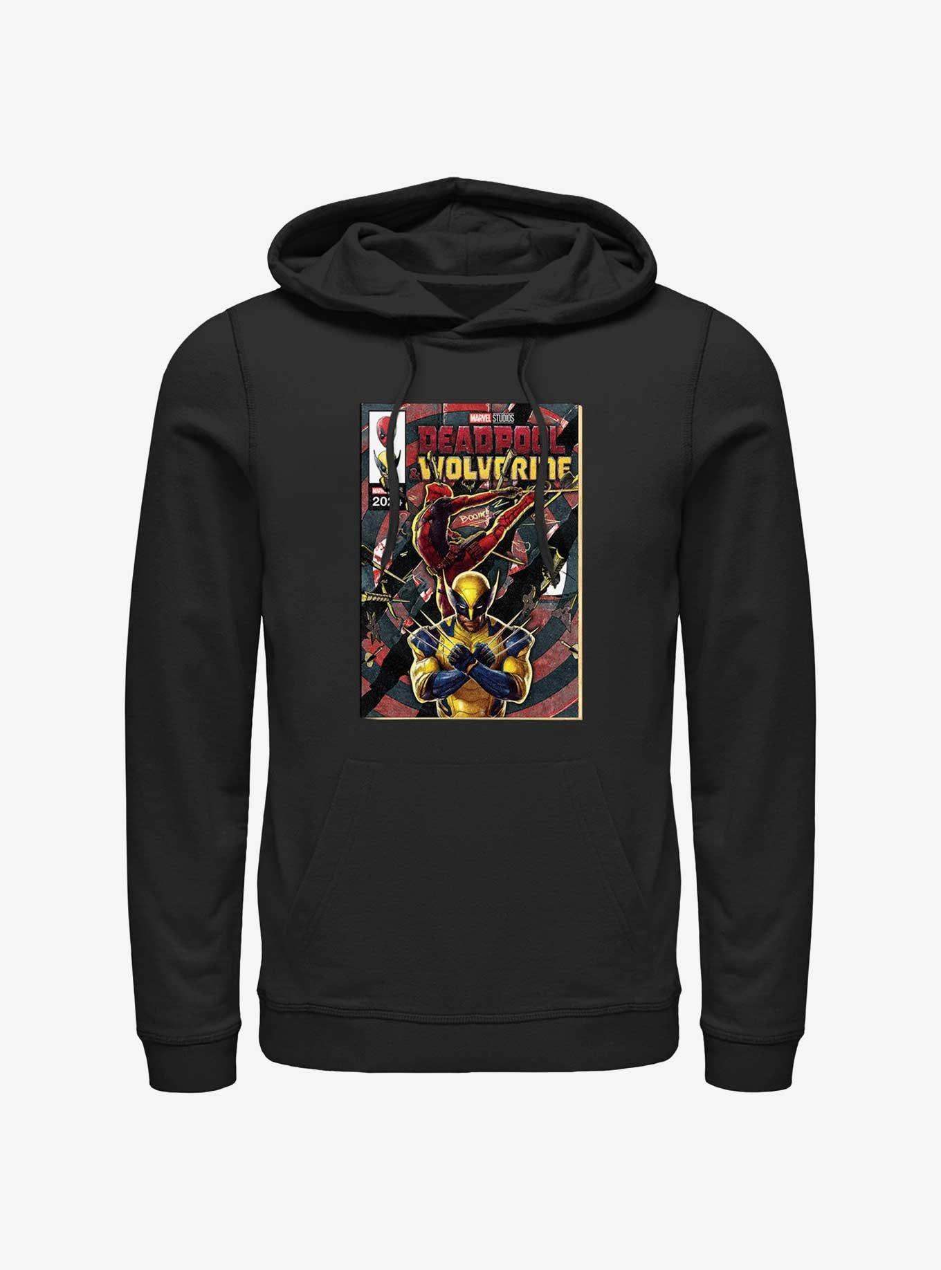 Marvel Deadpool Wolverine Comic Cover Explosion Hoodie BLACK Hot Topic