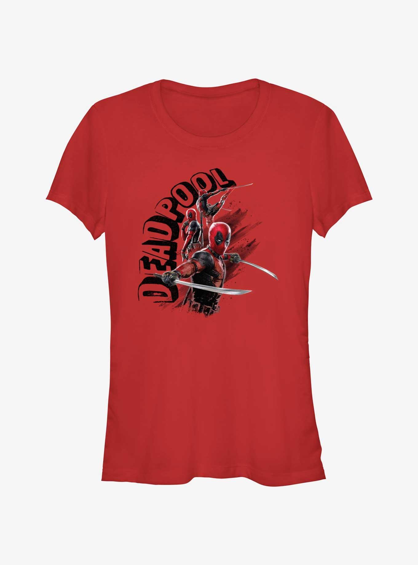 Marvel Deadpool & Wolverine Deadpool Action Poses Girls T-Shirt, RED, hi-res