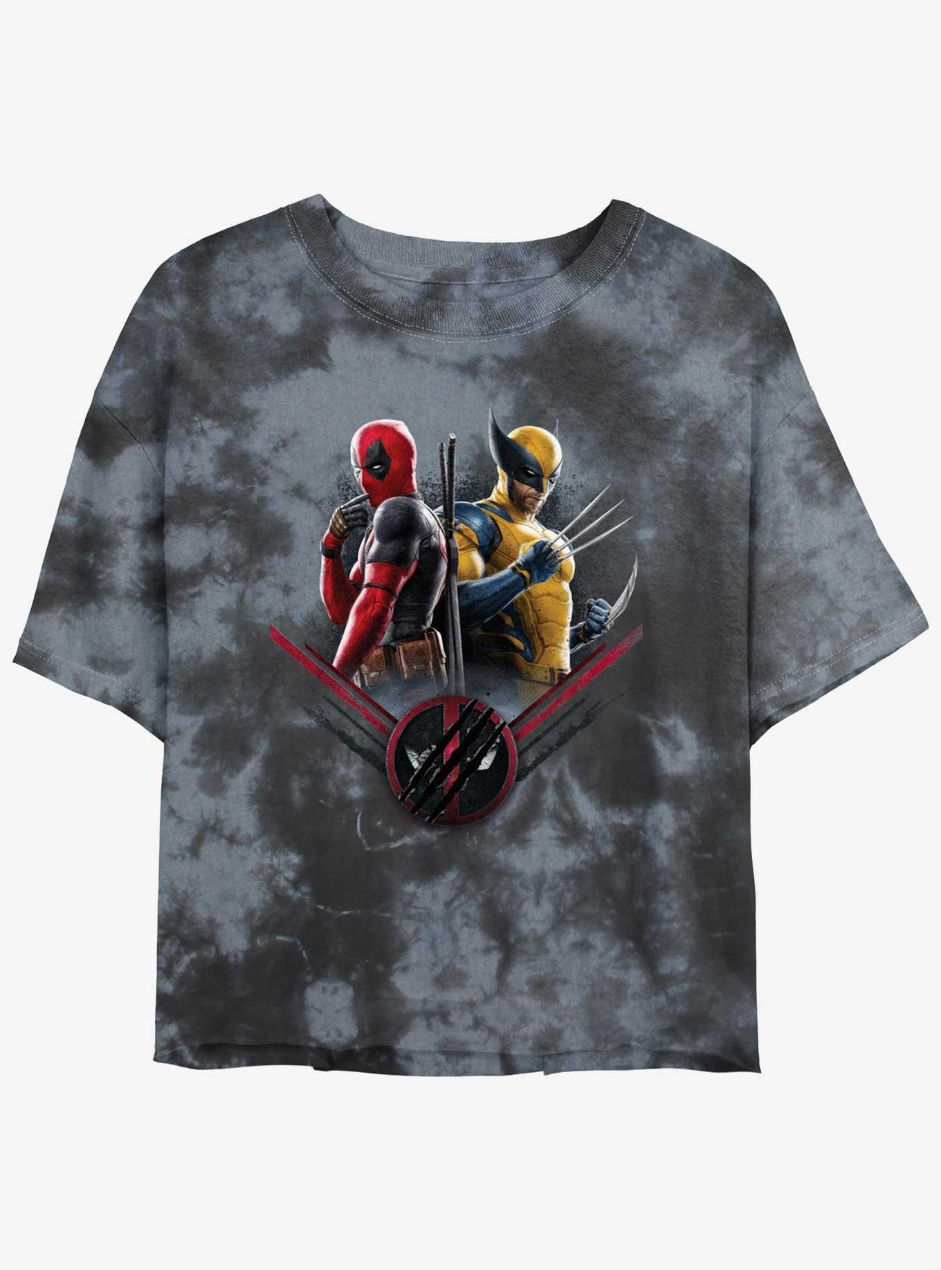Marvel Deadpool & Wolverine X Force Pair Girls Tie-Dye Crop T-Shirt, BLKCHAR, hi-res