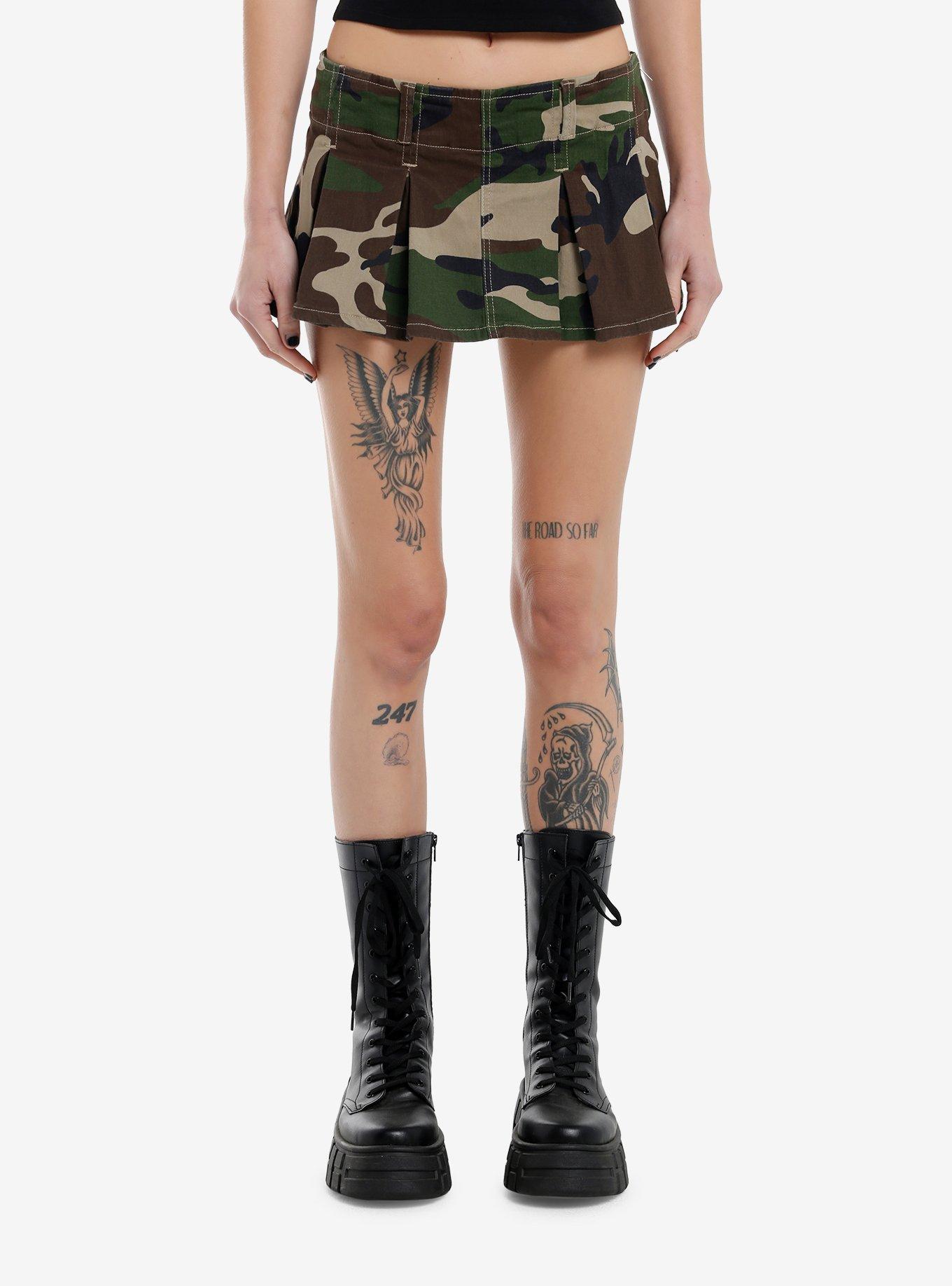 Camo Pleated Micro Skort, , hi-res