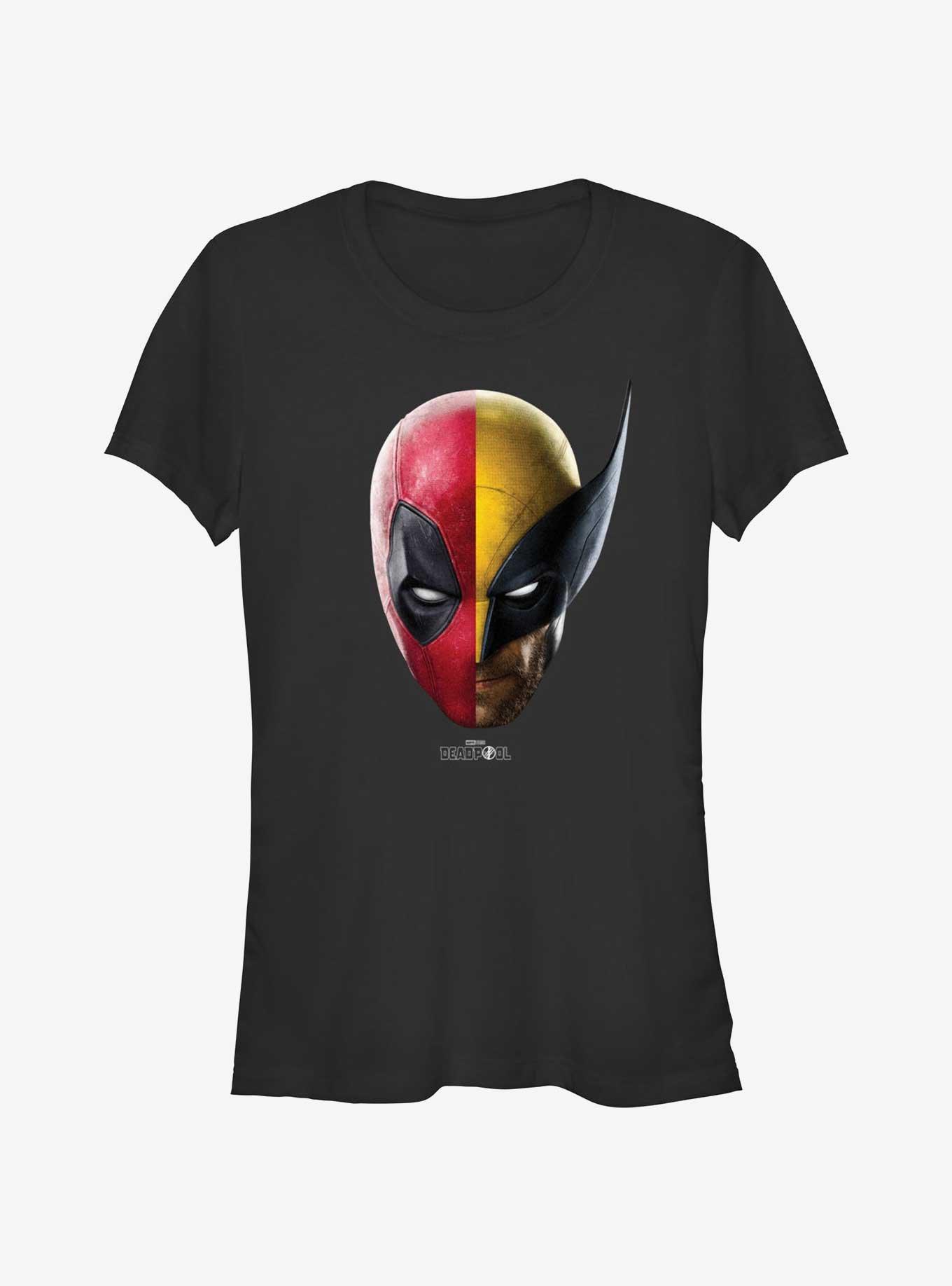 Marvel Deadpool & Wolverine Half Half Portrait Girls T-Shirt, BLACK, hi-res
