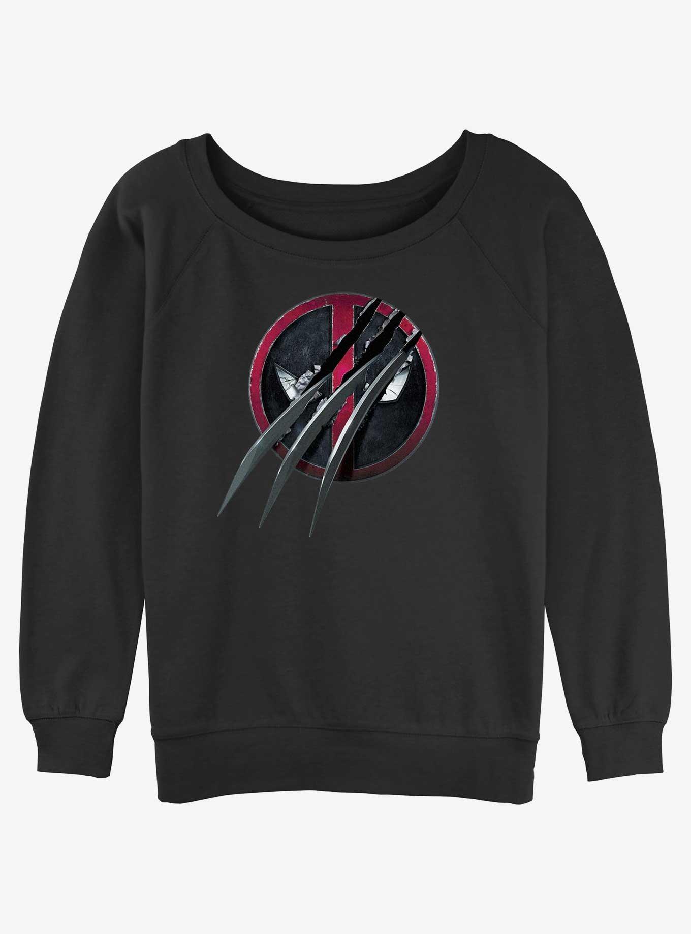 Marvel Deadpool & Wolverine Clawed Pool Girls Slouchy Sweatshirt, BLACK, hi-res