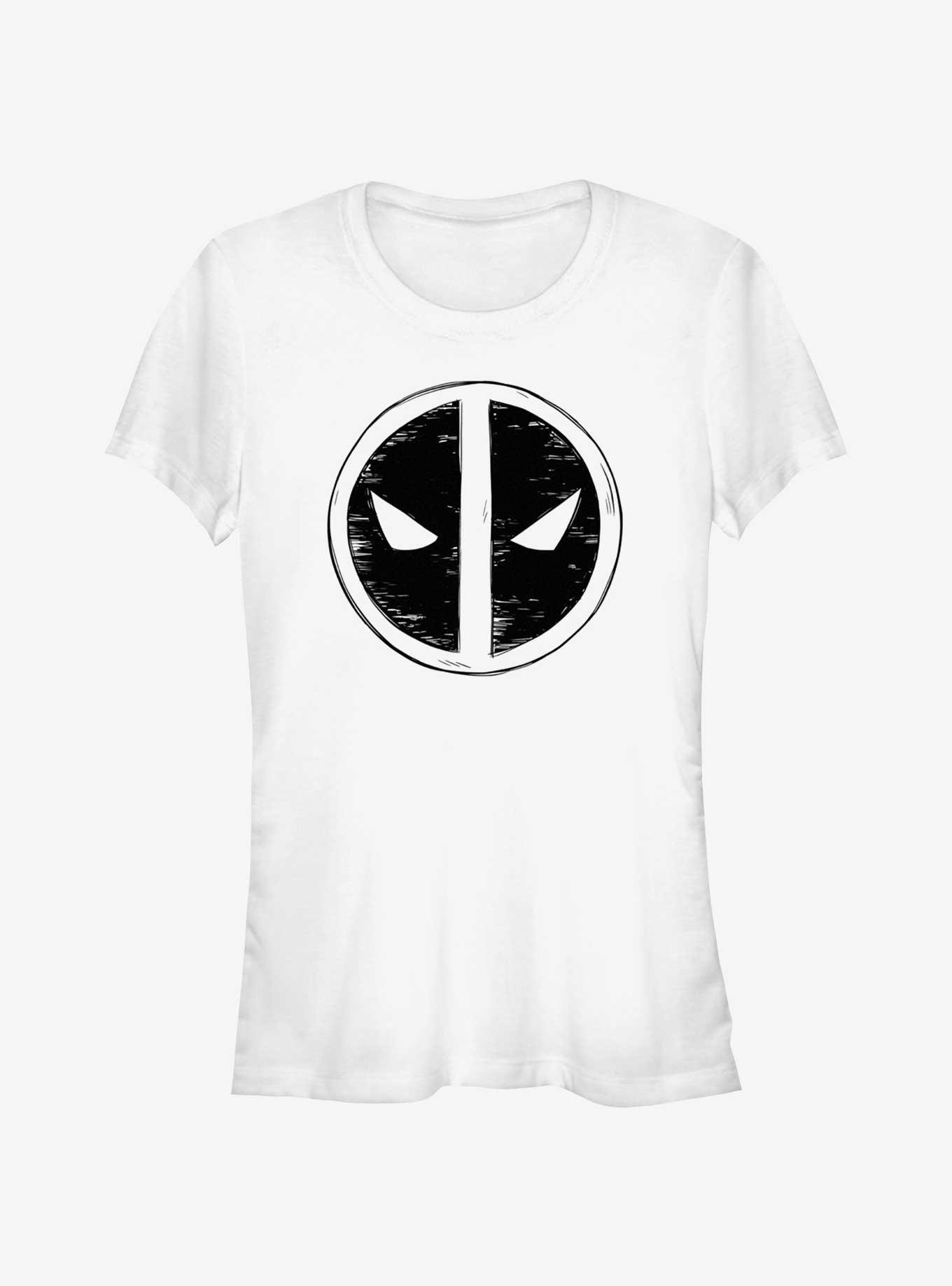 Marvel Deadpool & Wolverine Deadpool Scribble Emblem Girls T-Shirt, WHITE, hi-res