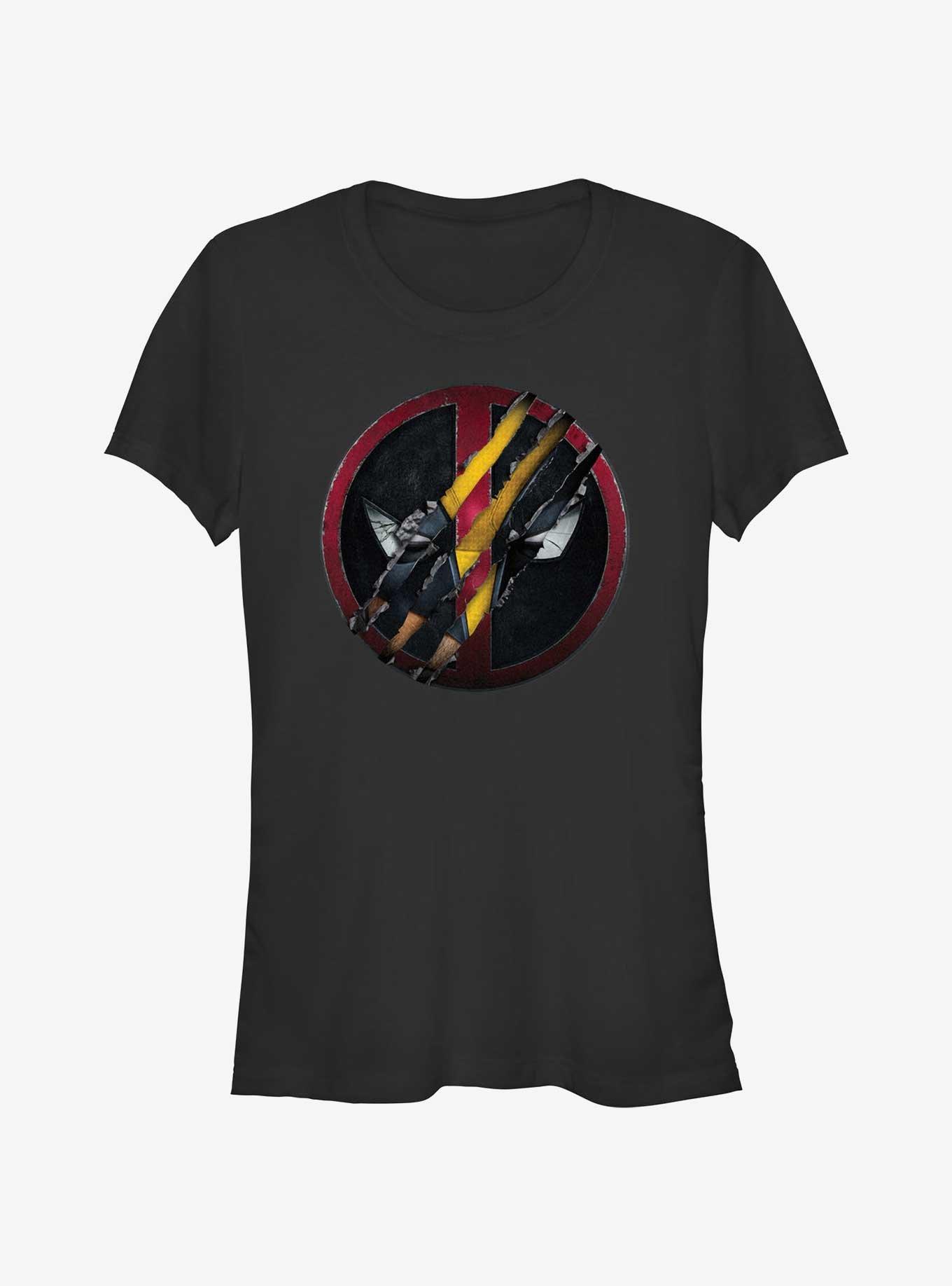 Marvel Deadpool & Wolverine Clawing Through Girls T-Shirt