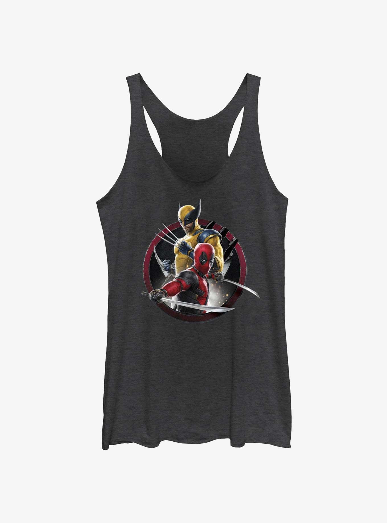 Marvel Deadpool & Wolverine Duo Badge Girls Tank, BLK HTR, hi-res