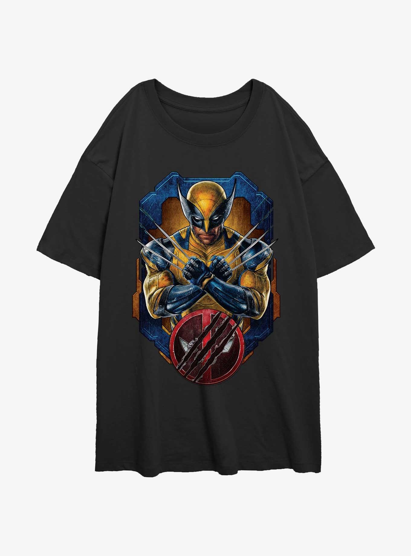 Marvel Deadpool & Wolverine Wolverine Pose Badge Girls Oversized T-Shirt