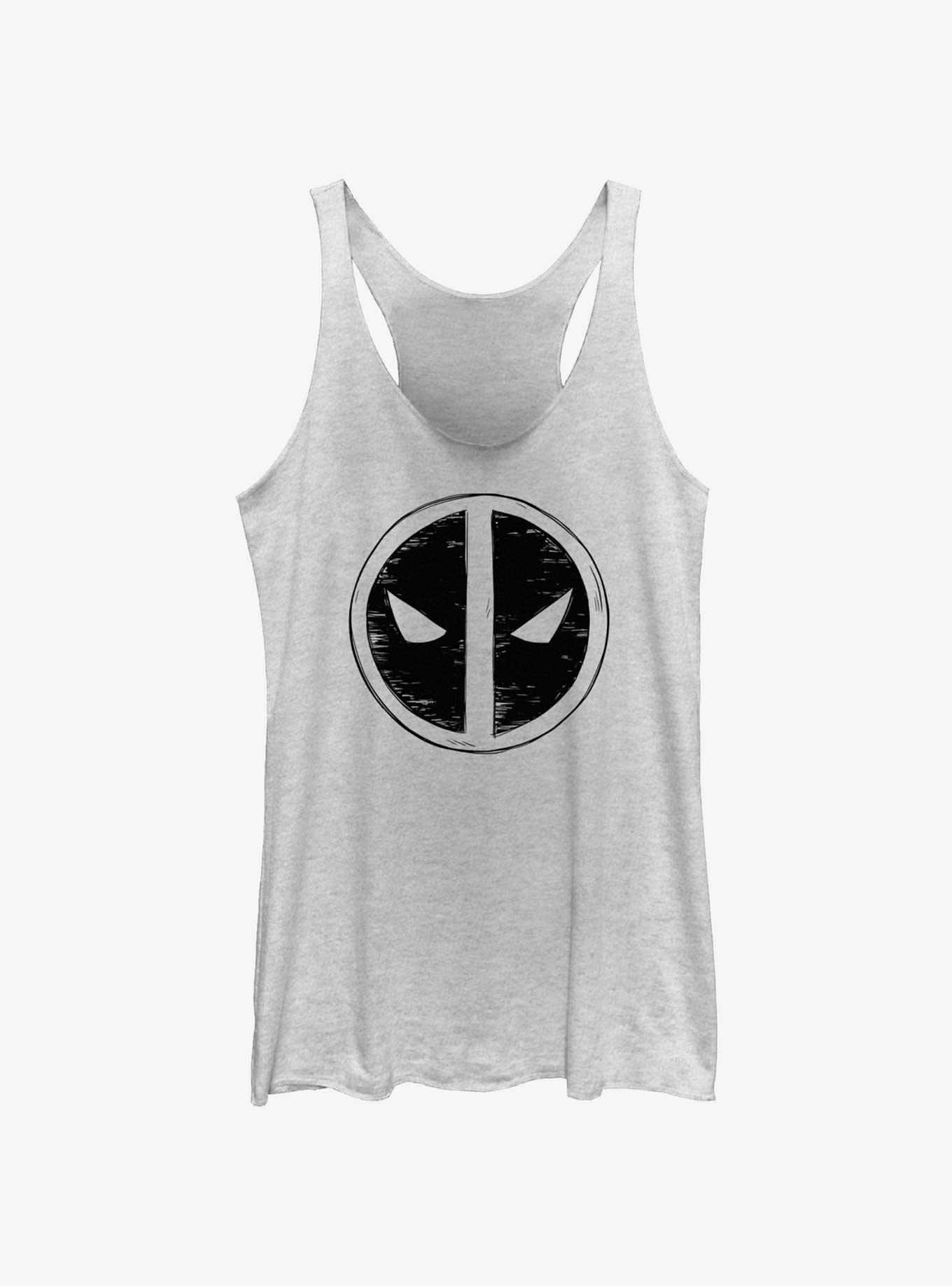 Marvel Deadpool & Wolverine Deadpool Scribble Emblem Girls Tank, WHITE HTR, hi-res