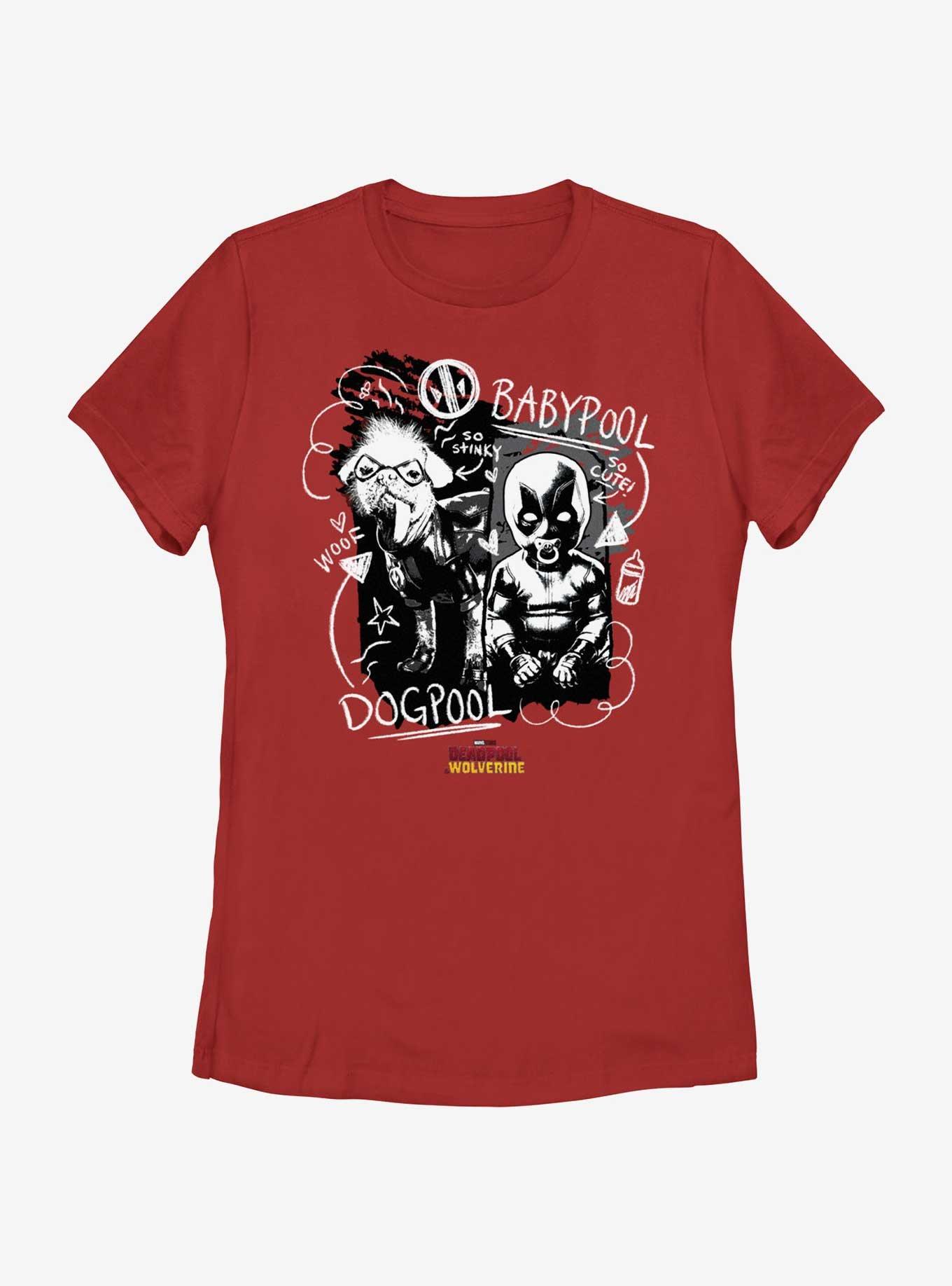 Marvel Deadpool & Wolverine Babypool And Dogpool Womens T-Shirt, RED, hi-res