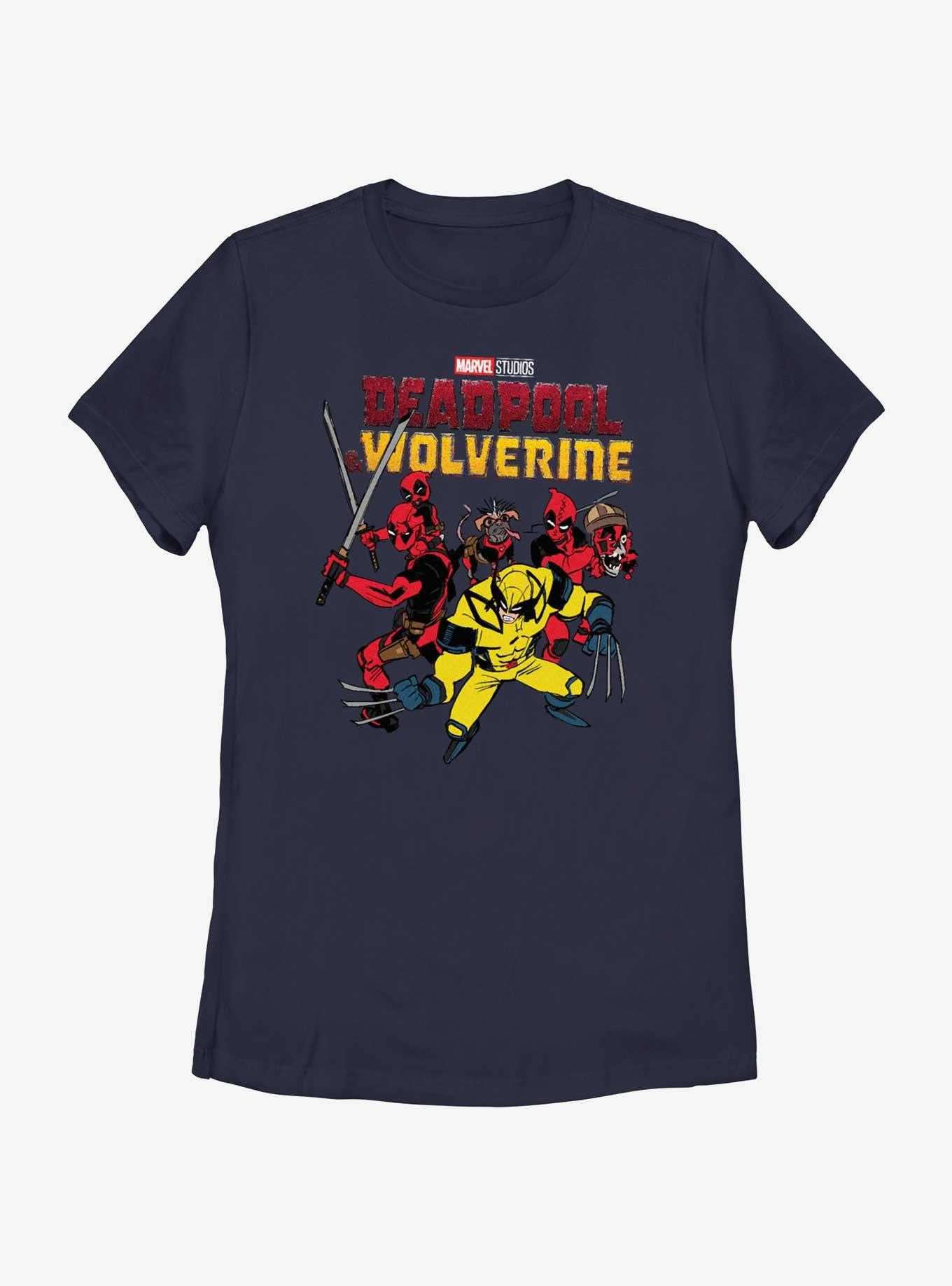 Marvel Deadpool & Wolverine Family Outing Womens T-Shirt, NAVY, hi-res