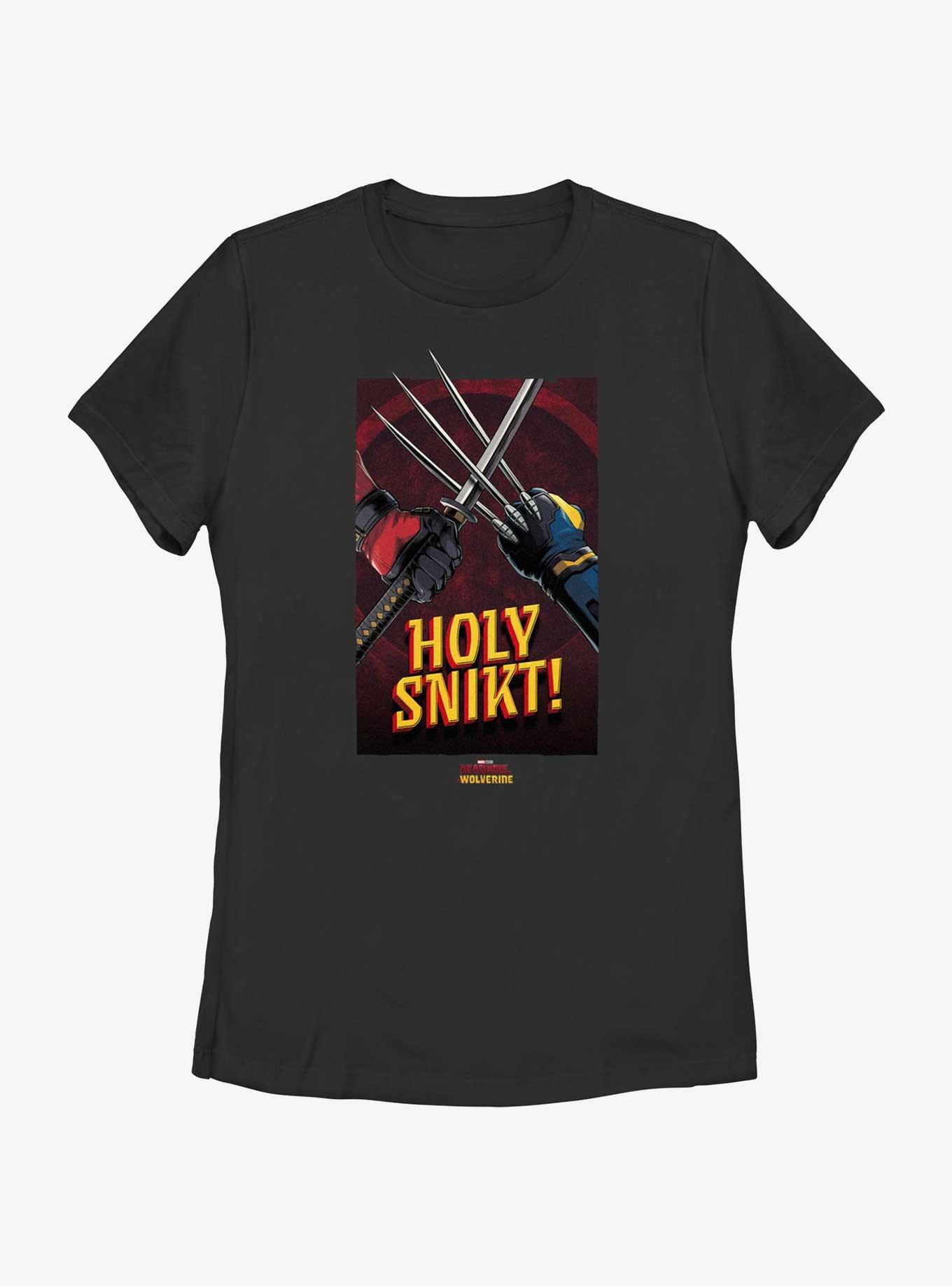 Marvel Deadpool & Wolverine Holy Snikt Poster Womens T-Shirt, BLACK, hi-res