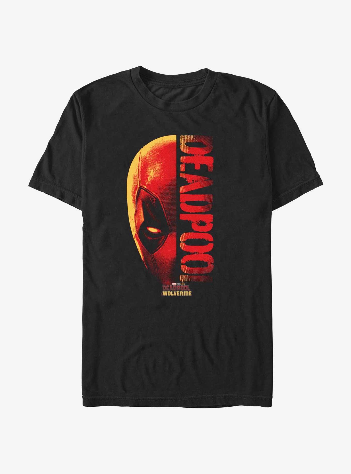 Marvel Deadpool & Wolverine Head Split Deadpool T-Shirt, BLACK, hi-res