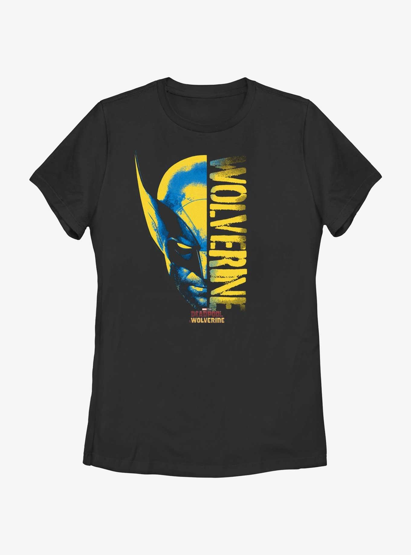 Marvel Deadpool & Wolverine Head Split Wolverine Womens T-Shirt, BLACK, hi-res