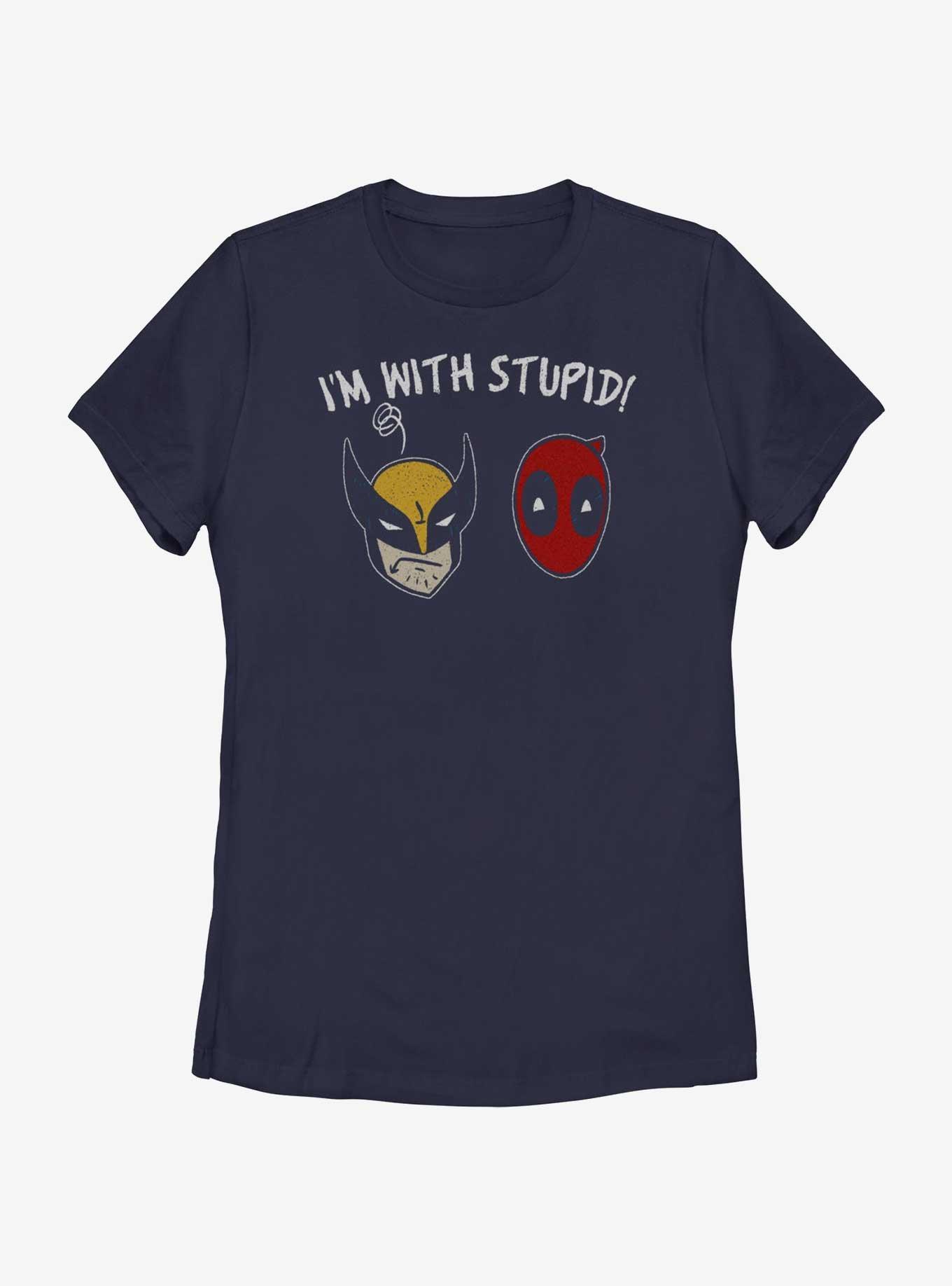 Marvel Deadpool & Wolverine I'm With Stupid Womens T-Shirt