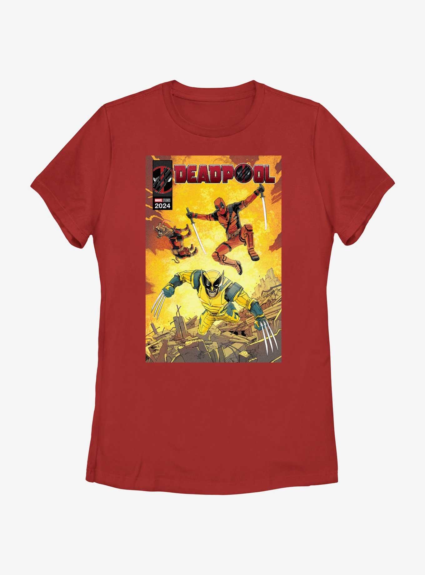 Marvel Deadpool & Wolverine Fighting Poster Womens T-Shirt, , hi-res