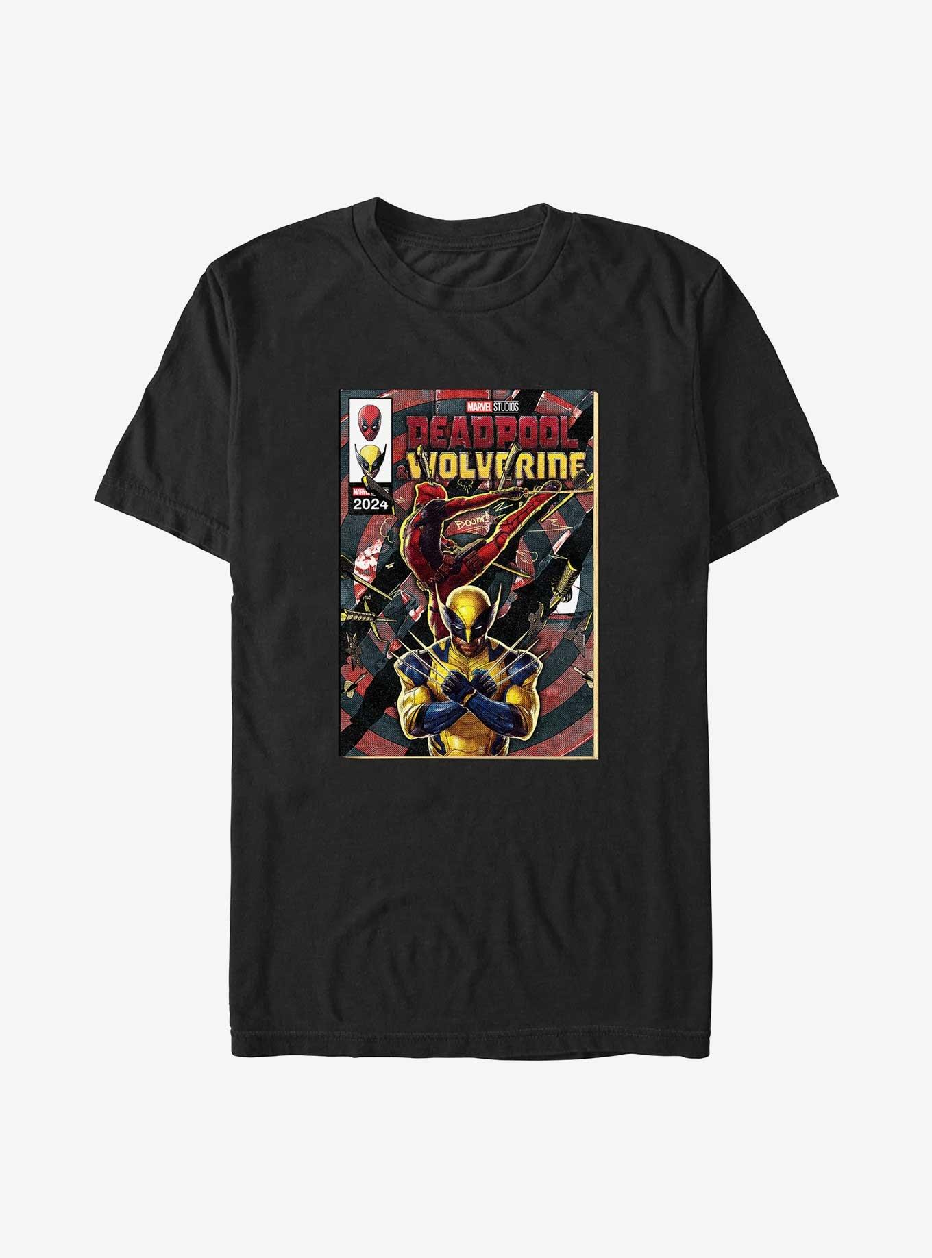Marvel Deadpool & Wolverine Comic Cover Explosion T-Shirt, BLACK, hi-res