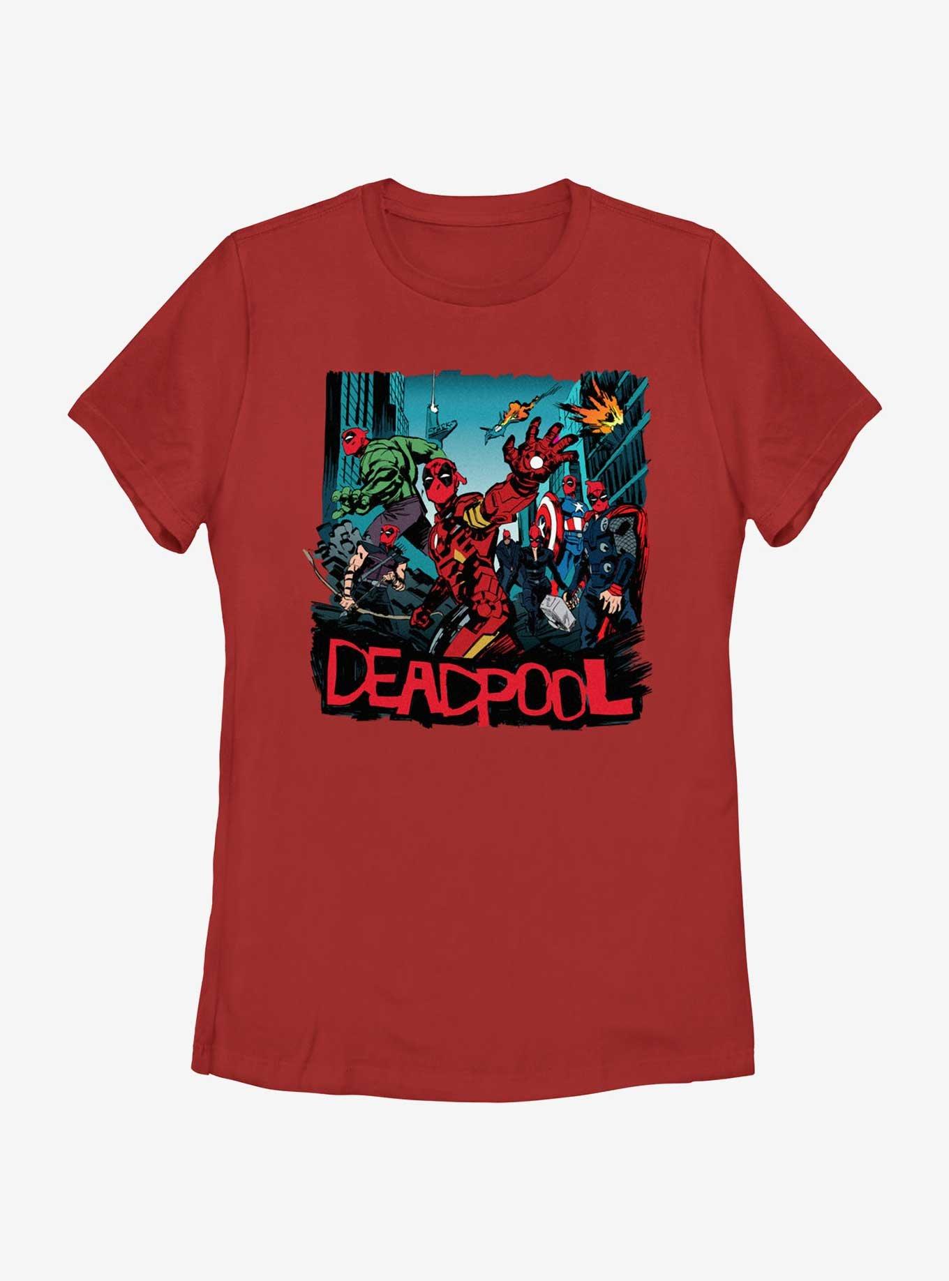 Marvel Deadpool & Wolverine Deadpool Avengers Womens T-Shirt, RED, hi-res