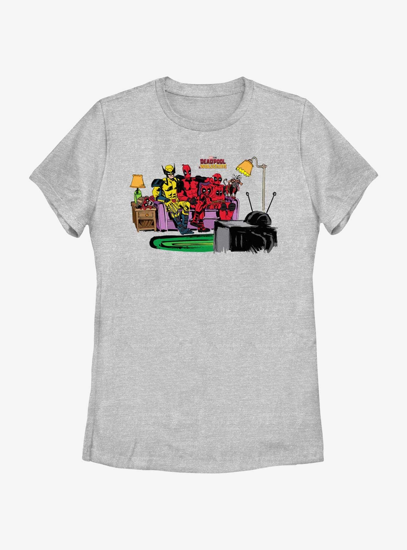 Marvel Deadpool & Wolverine Watching TV Womens T-Shirt, , hi-res