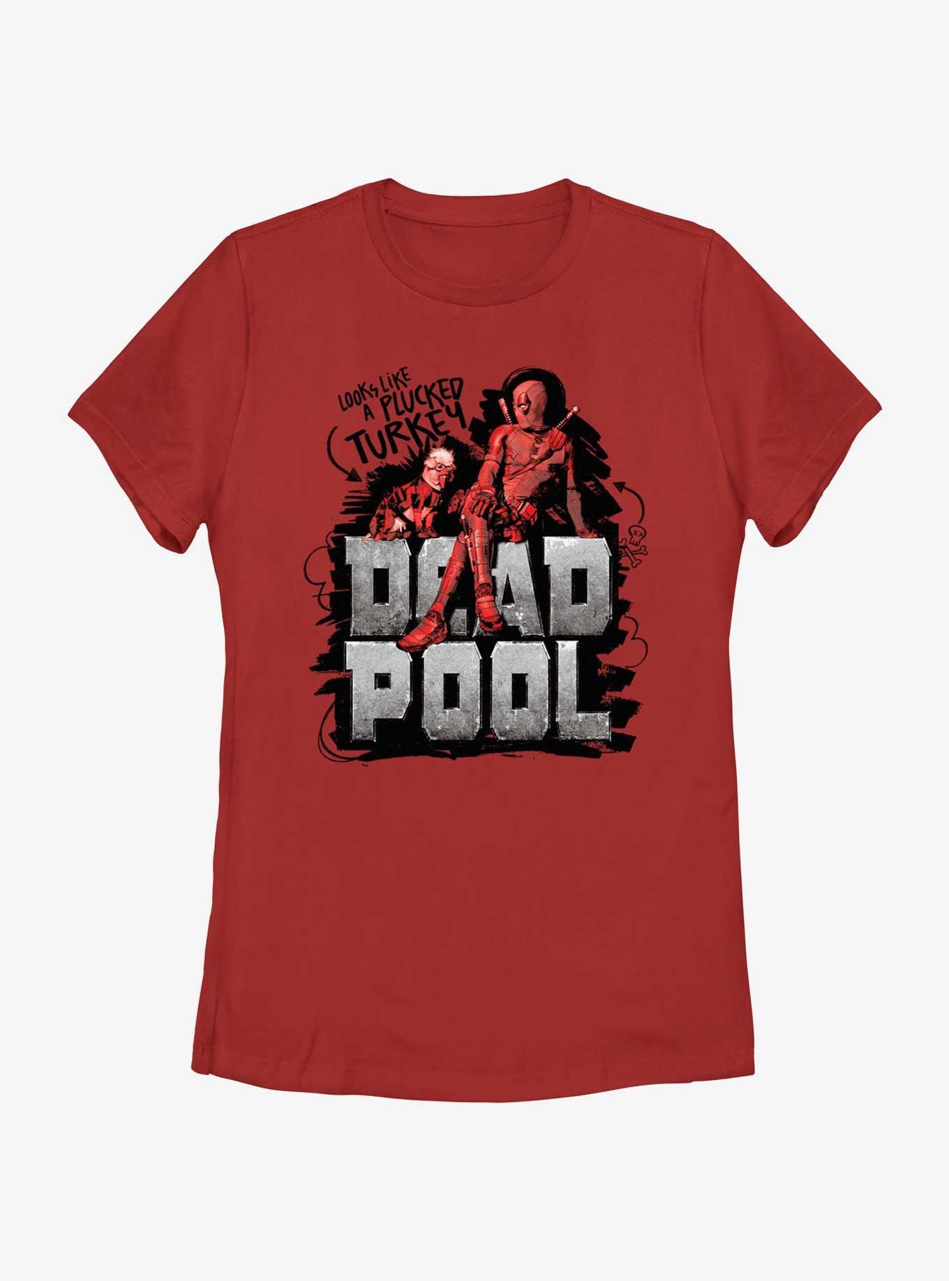 Marvel Deadpool & Wolverine Looks Like A Plucked Turkey Womens T-Shirt, RED, hi-res