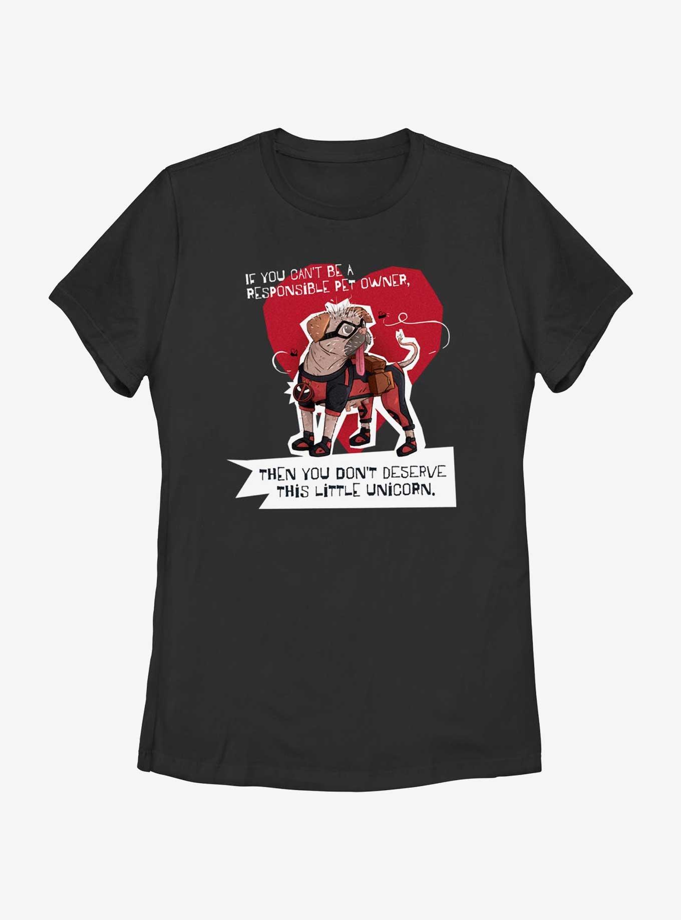 Marvel Deadpool & Wolverine Dogpool Little Unicorn Womens T-Shirt, BLACK, hi-res