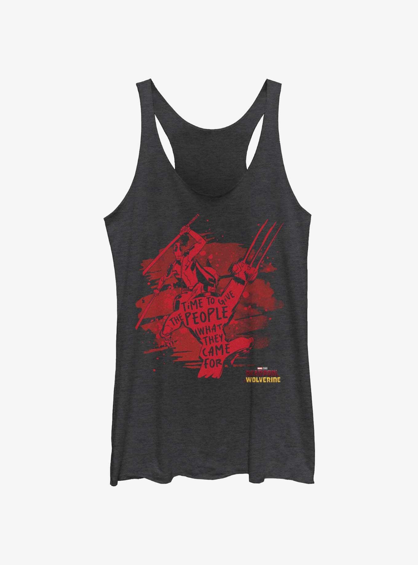 Marvel Deadpool & Wolverine Give The People What They Came For Womens Tank Top, BLK HTR, hi-res