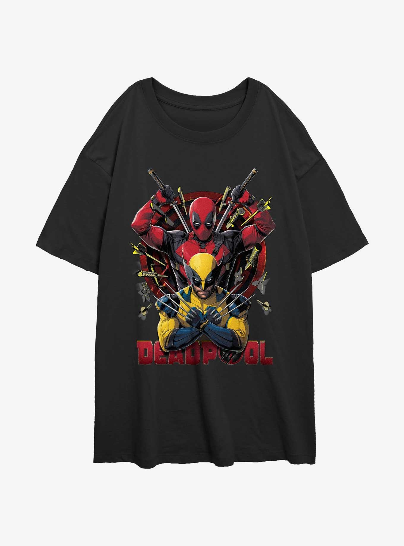 Marvel Deadpool & Wolverine Out Of Danger Womens Oversized T-Shirt, BLACK, hi-res