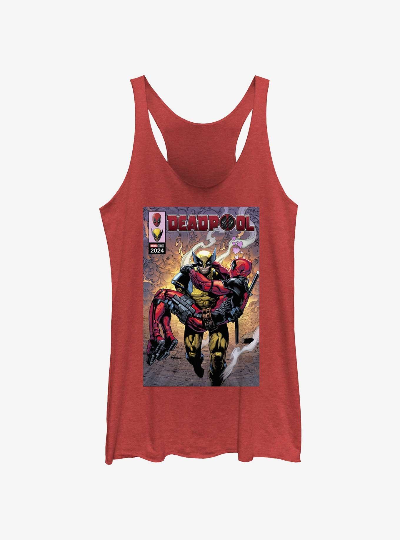 Marvel Deadpool & Wolverine Rescue Mission Poster Womens Tank Top, RED HTR, hi-res