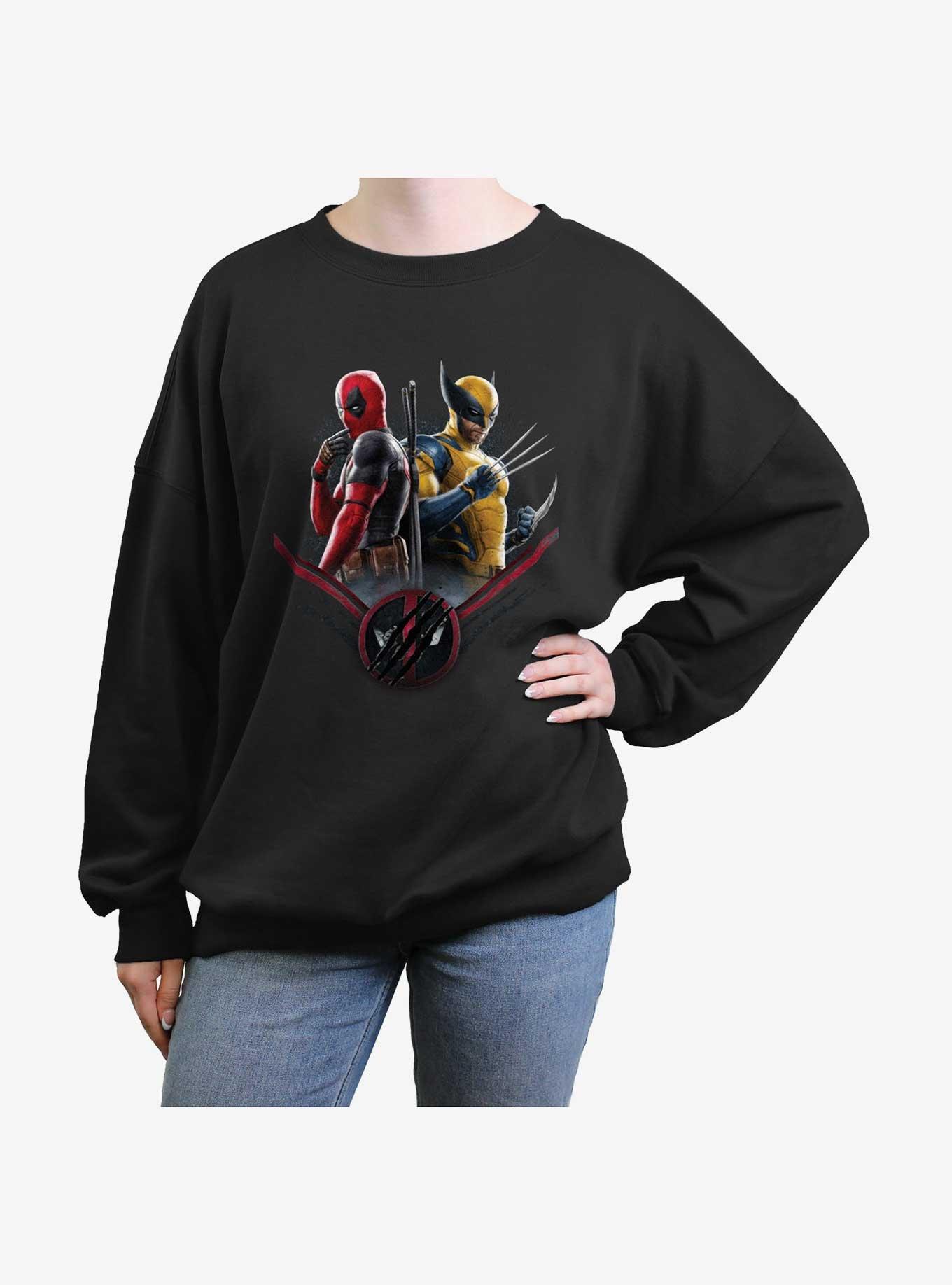 Marvel Deadpool & Wolverine X Force Pair Womens Oversized Sweatshirt, BLACK, hi-res