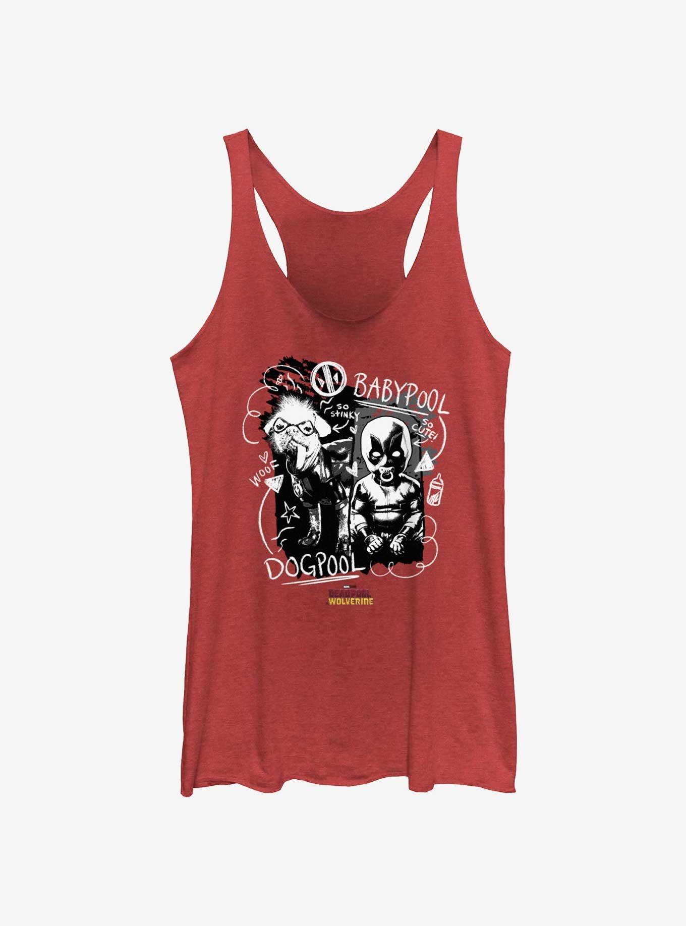 Marvel Deadpool & Wolverine Babypool And Dogpool Womens Tank Top, RED HTR, hi-res