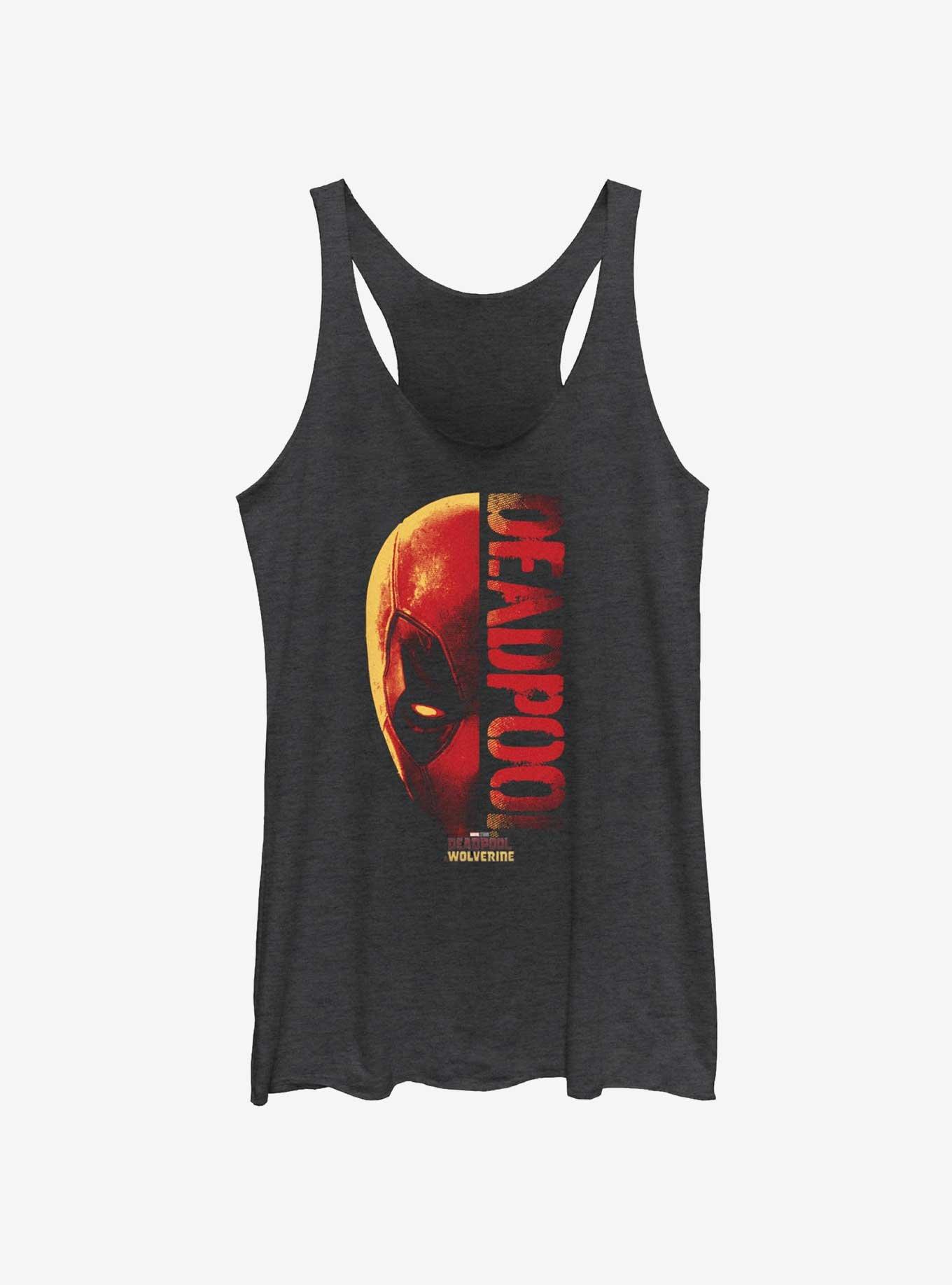 Marvel Deadpool & Wolverine Head Split Deadpool Womens Tank Top, BLK HTR, hi-res