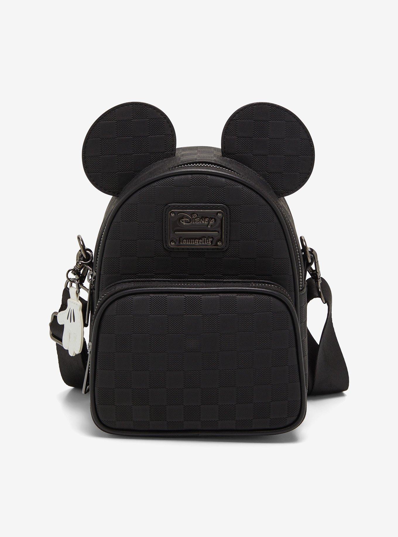 Loungefly Disney Mickey Mouse Black Checkered Figural Convertible Crossbody Bag, , hi-res