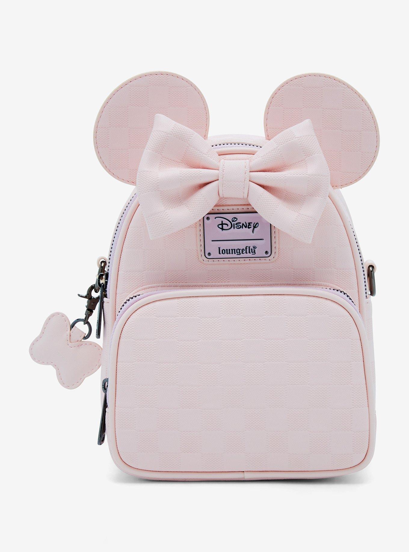 Loungefly Disney Minnie Mouse Light Pink Checkered Figural Convertible Crossbody Bag, , hi-res