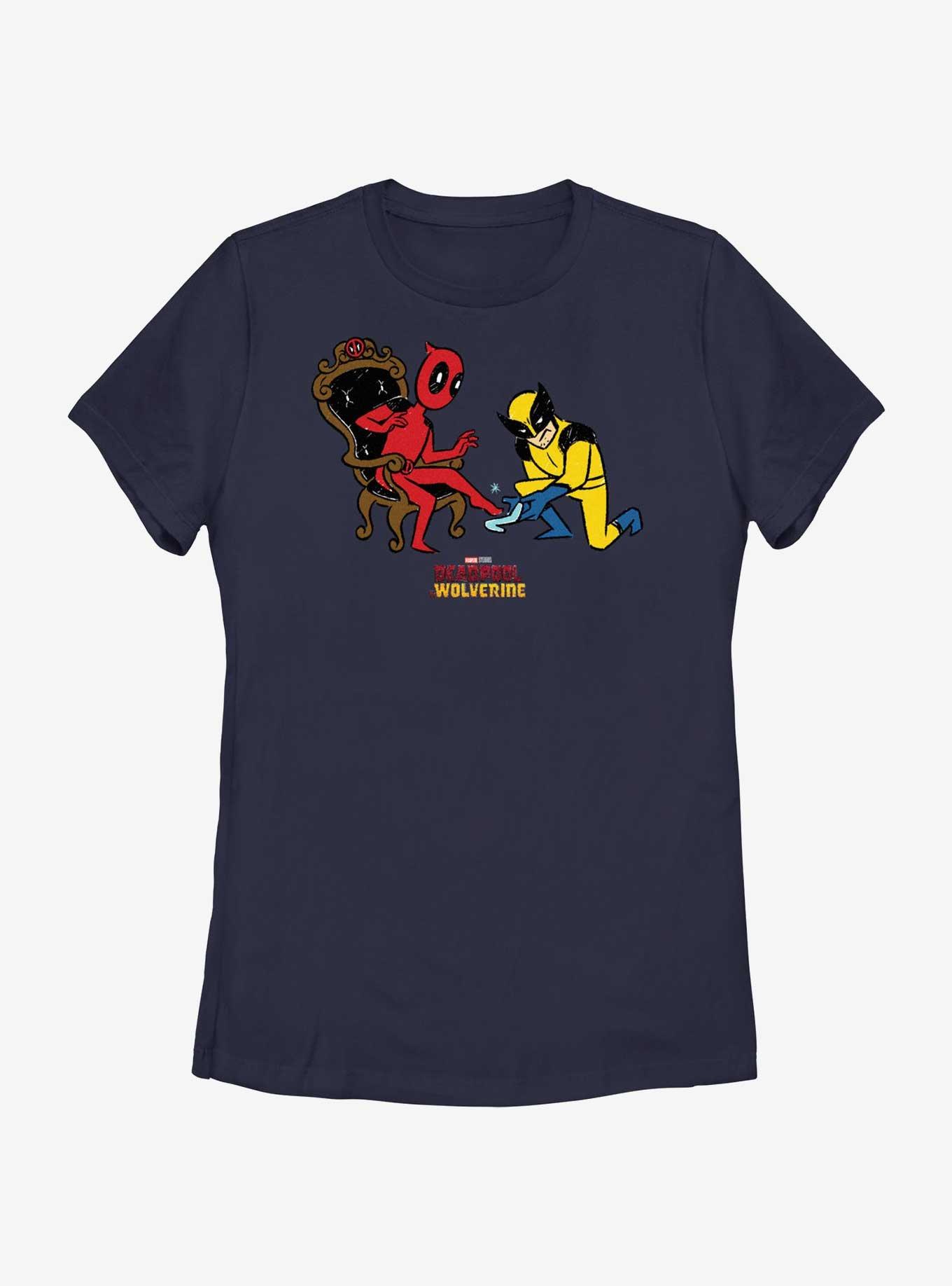 Marvel Deadpool & Wolverine If The Shoe Fits Womens T-Shirt, NAVY, hi-res