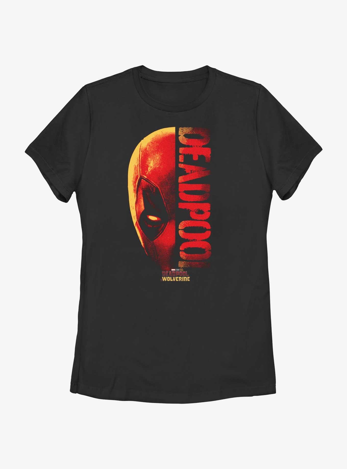Marvel Deadpool & Wolverine Head Split Deadpool Womens T-Shirt, BLACK, hi-res
