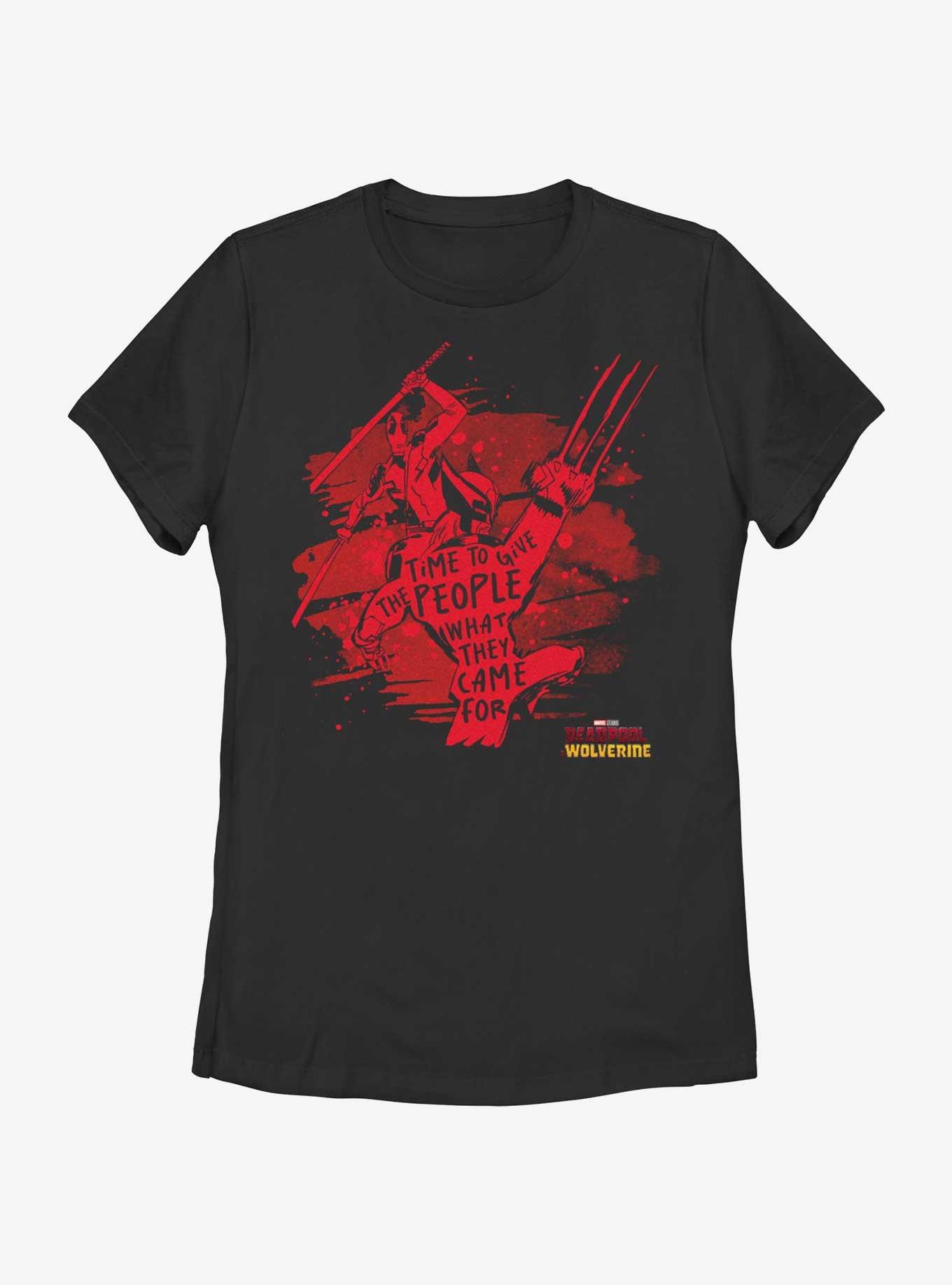 Marvel Deadpool & Wolverine Give The People What They Came For Womens T-Shirt, BLACK, hi-res