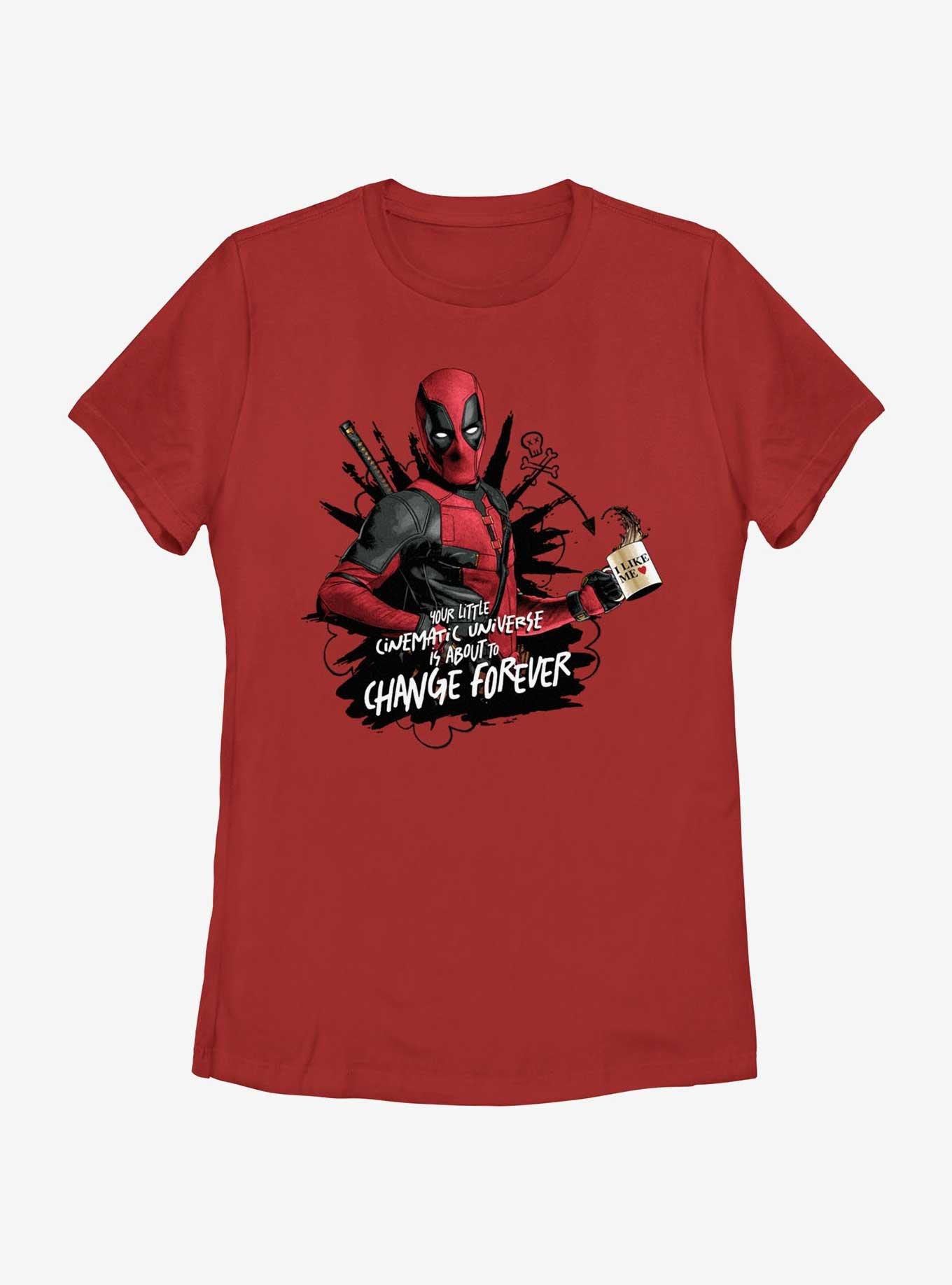 Marvel Deadpool & Wolverine Changing Your Cinematic Universe Forever Womens T-Shirt, RED, hi-res