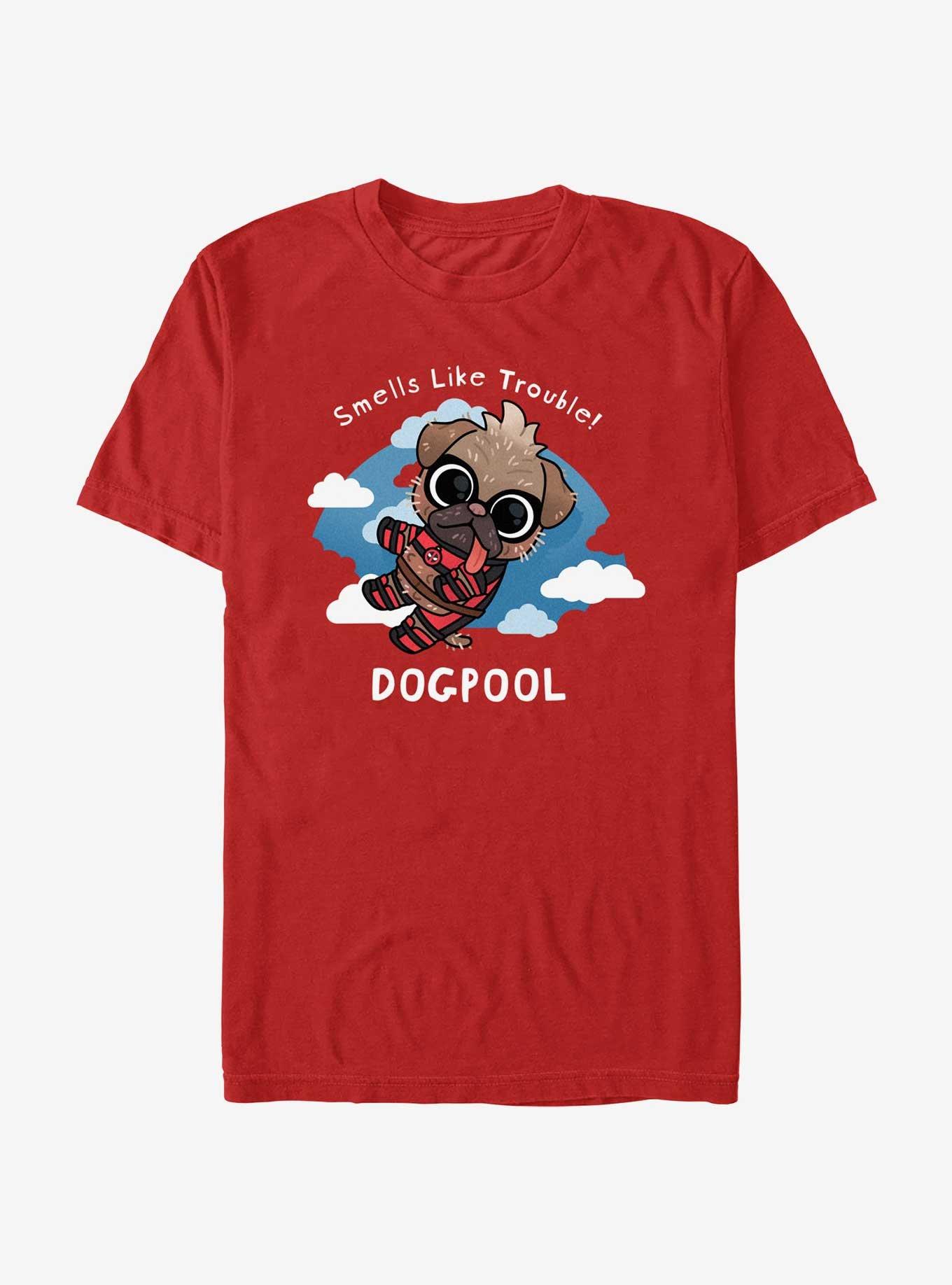 Marvel Deadpool & Wolverine Dogpool Smells Like Trouble T-Shirt, RED, hi-res