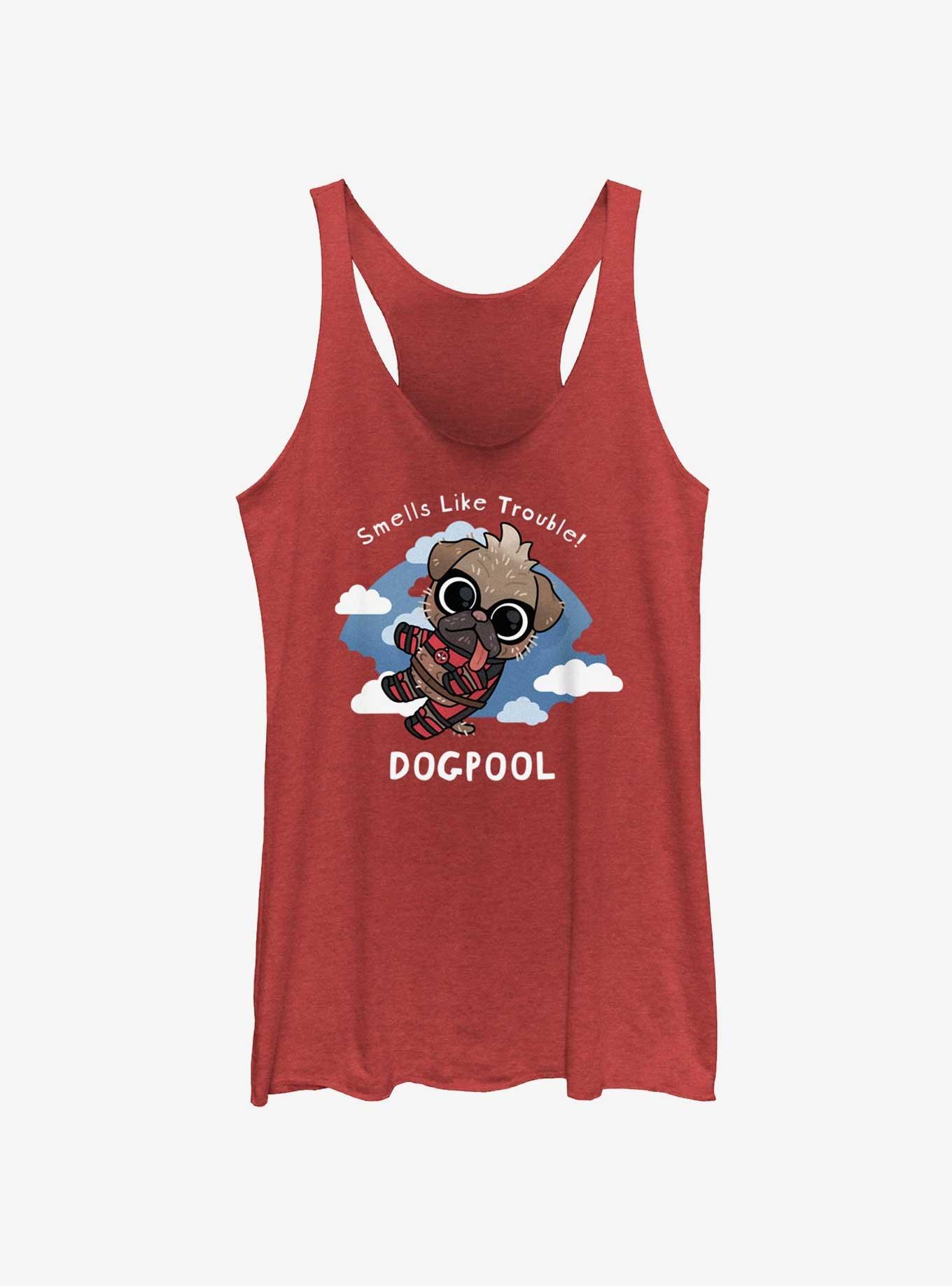 Marvel Deadpool & Wolverine Dogpool Smells Like Trouble Womens Tank Top, RED HTR, hi-res