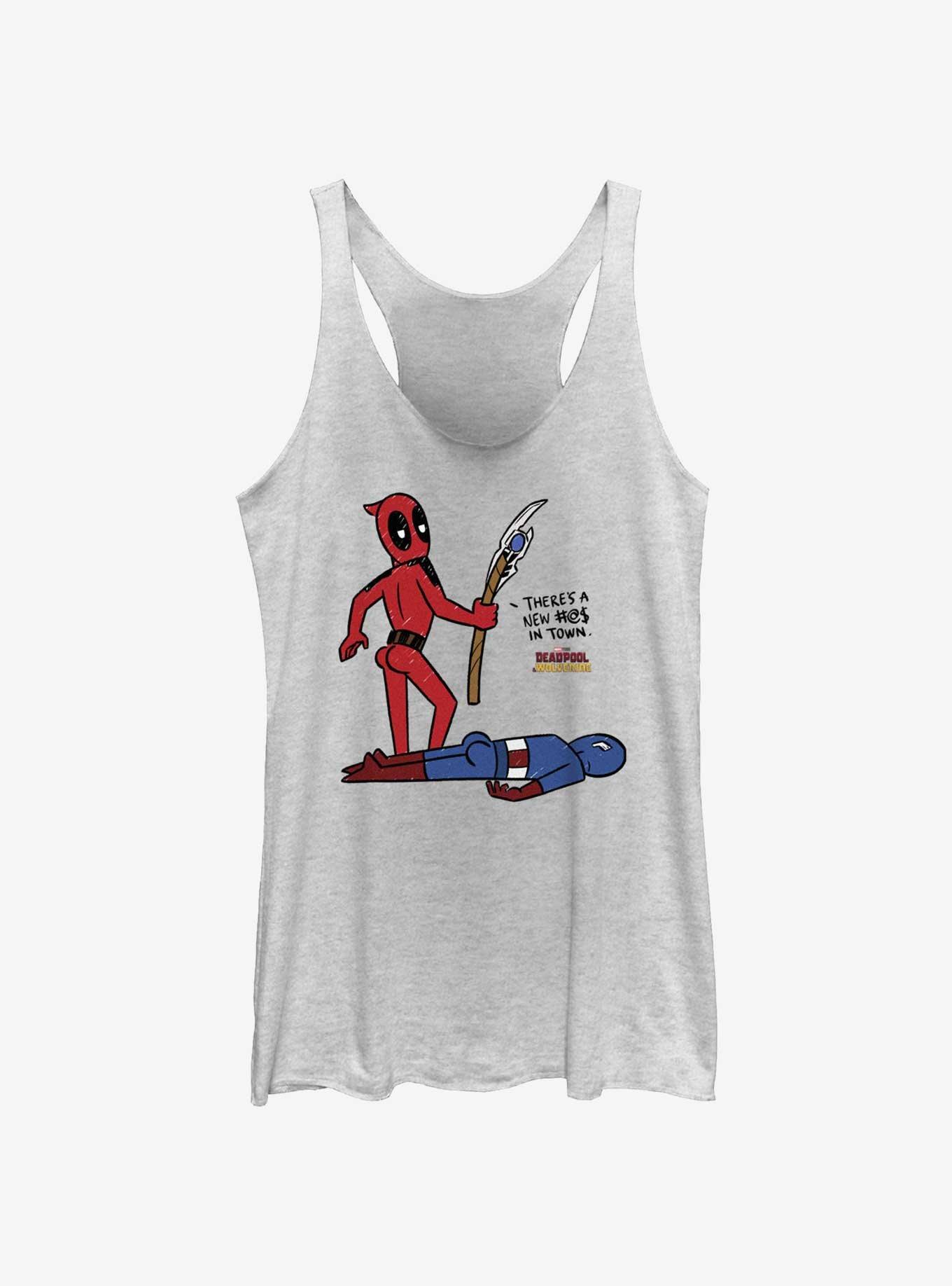 Marvel Deadpool & Wolverine New In Town Womens Tank Top, WHITE HTR, hi-res