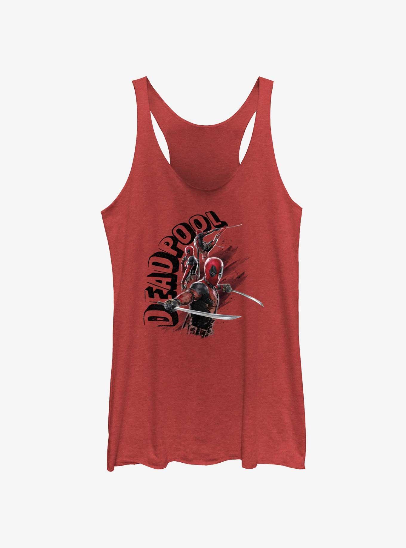 Marvel Deadpool & Wolverine Deadpool Action Poses Womens Tank Top, RED HTR, hi-res