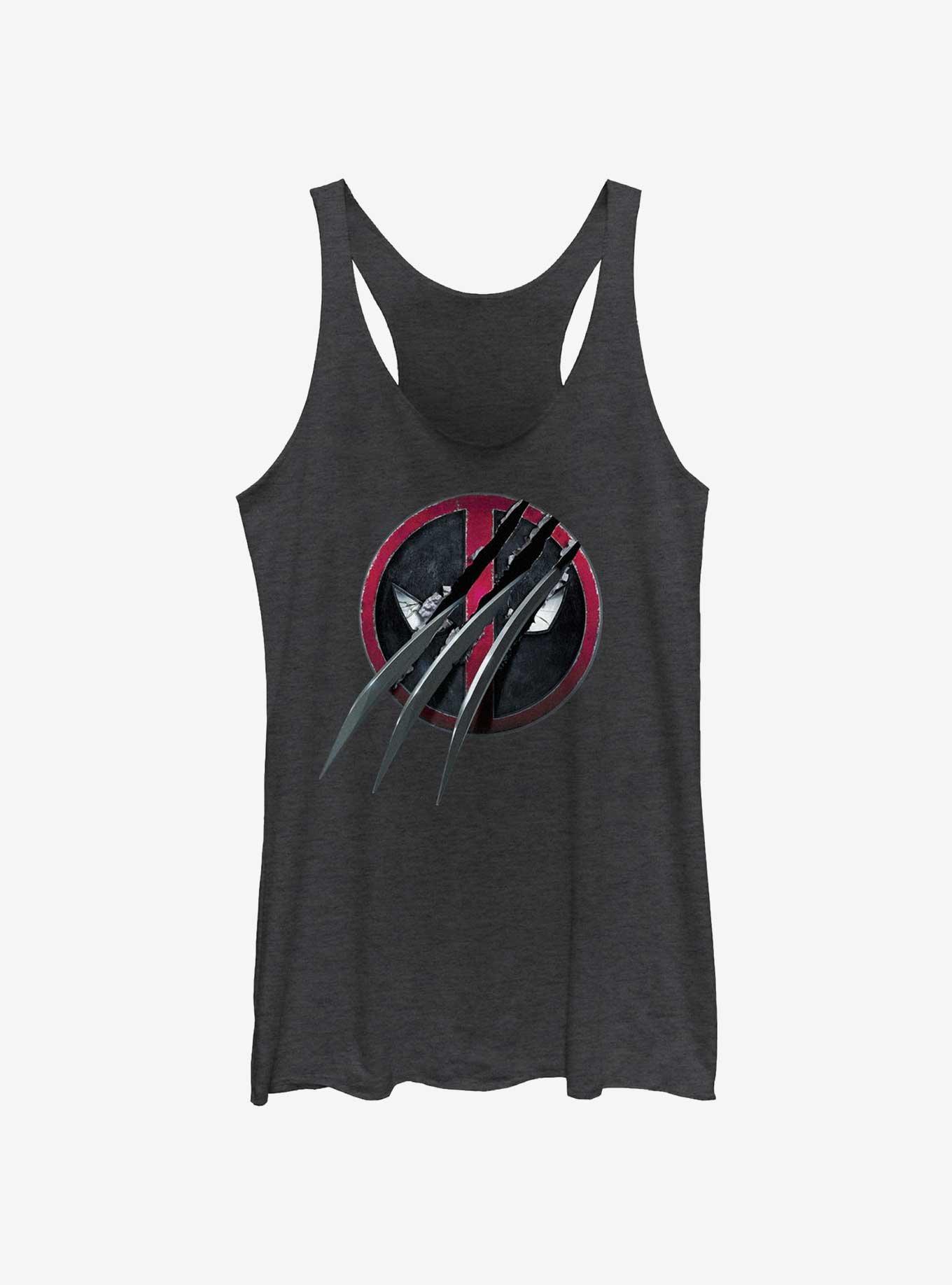 Marvel Deadpool & Wolverine Clawed Pool Womens Tank Top, BLK HTR, hi-res